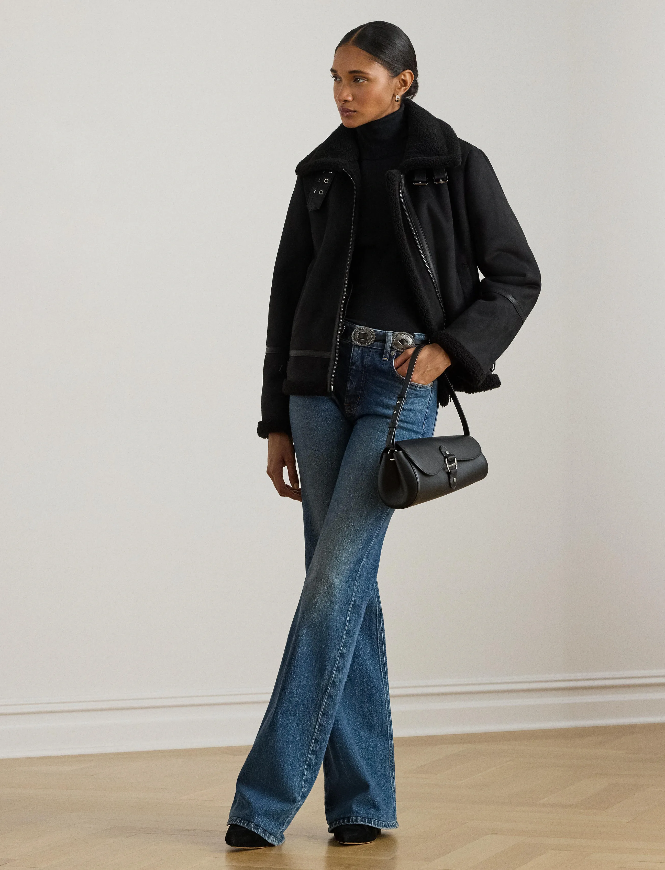 Lauren Ralph Lauren Buckle-Trim Faux-Suede Jacket - Jackor & Kappor - BLACK / black