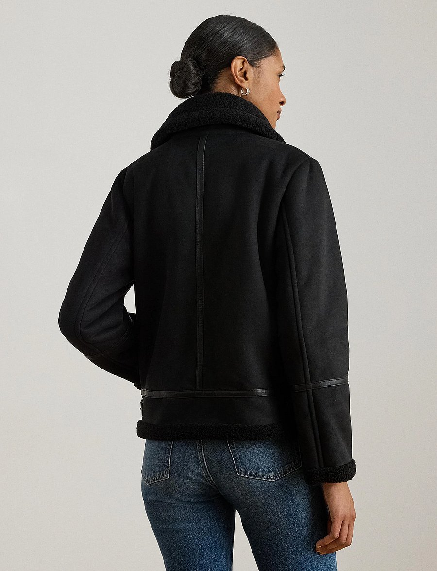 Lauren Ralph Lauren - Buckle-Trim Faux-Suede Jacket - bomberjackor - black - 2