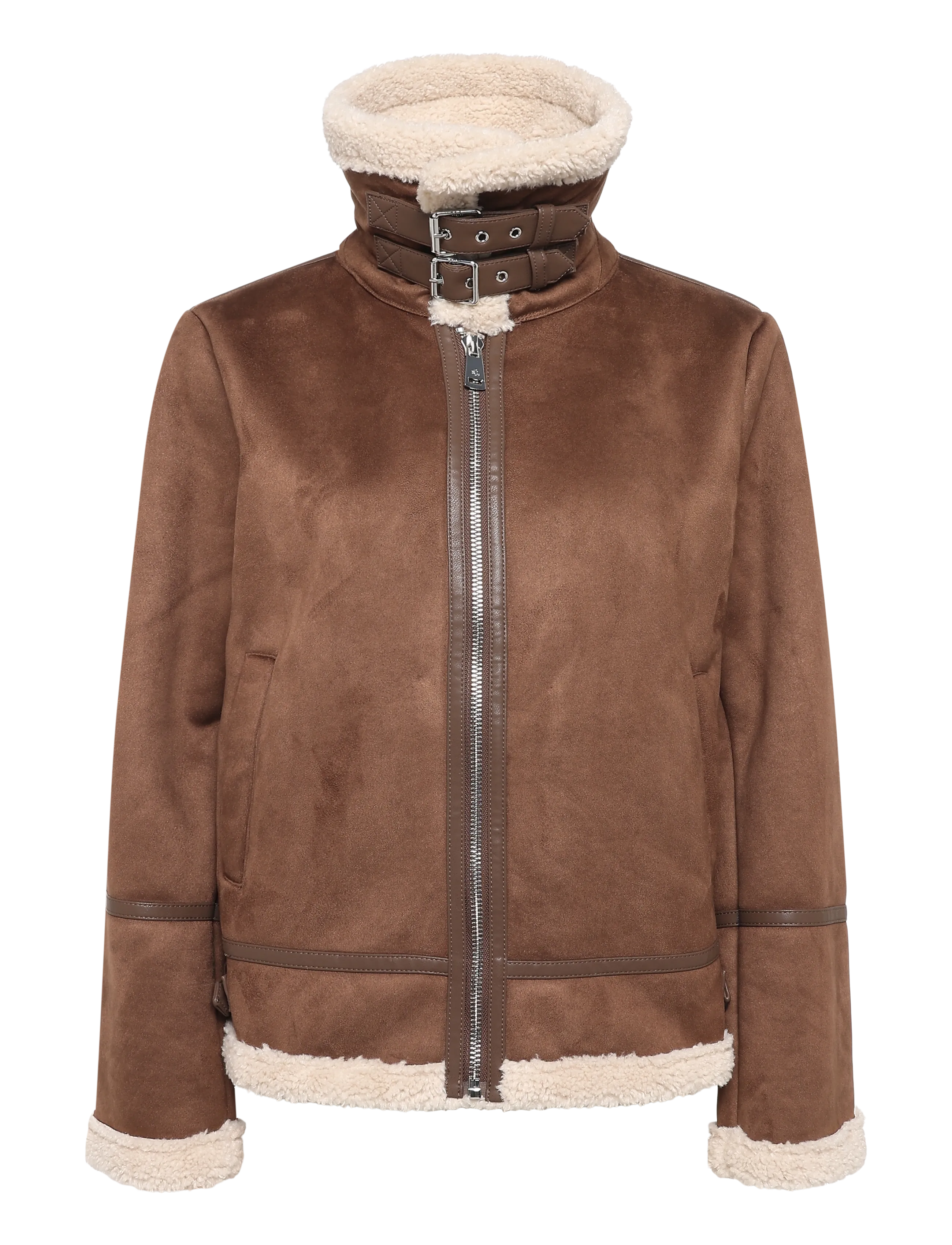 Lauren Ralph Lauren - Buckle-Trim Faux-Suede Jacket - bomberjakid - tobacco - 1