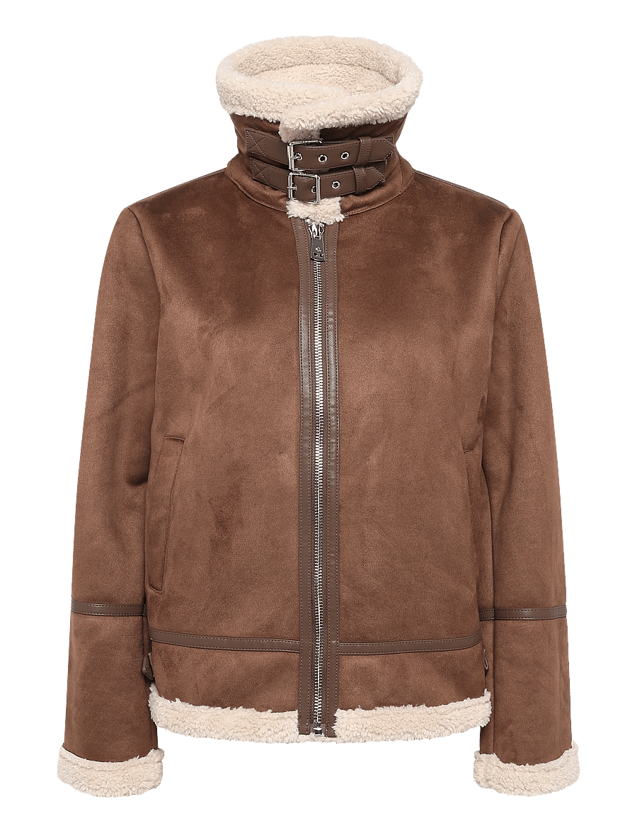 Lauren Ralph Lauren - Buckle-Trim Faux-Suede Jacket - bomberjakid - tobacco - 1