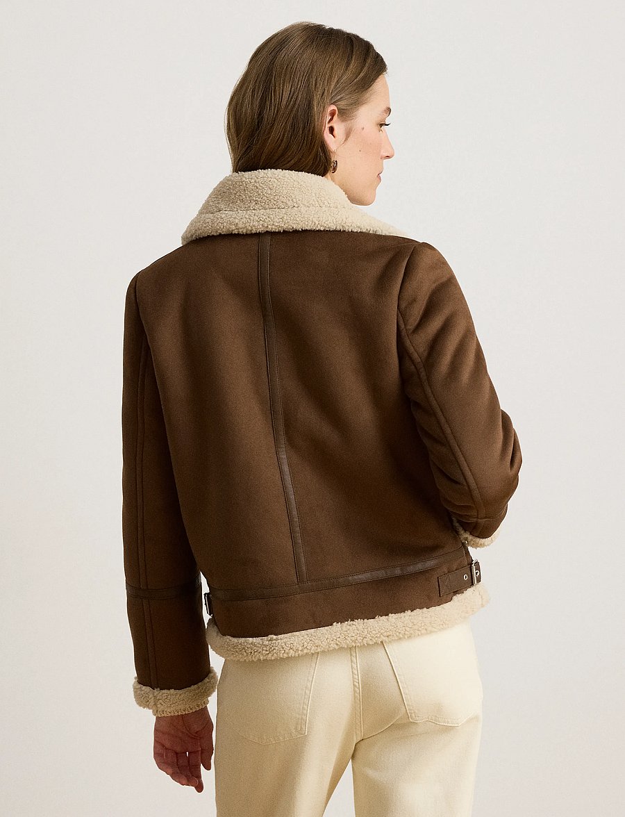 Lauren Ralph Lauren - Buckle-Trim Faux-Suede Jacket - bomberjakid - tobacco - 3