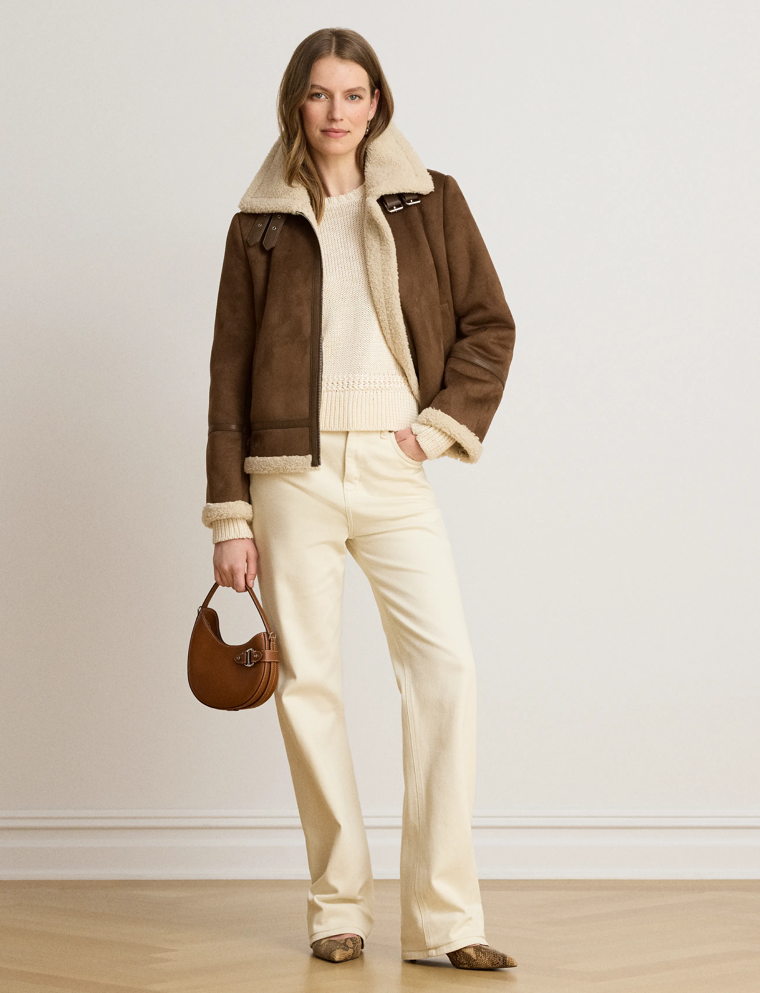 Lauren Ralph Lauren - Buckle-Trim Faux-Suede Jacket - bomberjakid - tobacco - 4