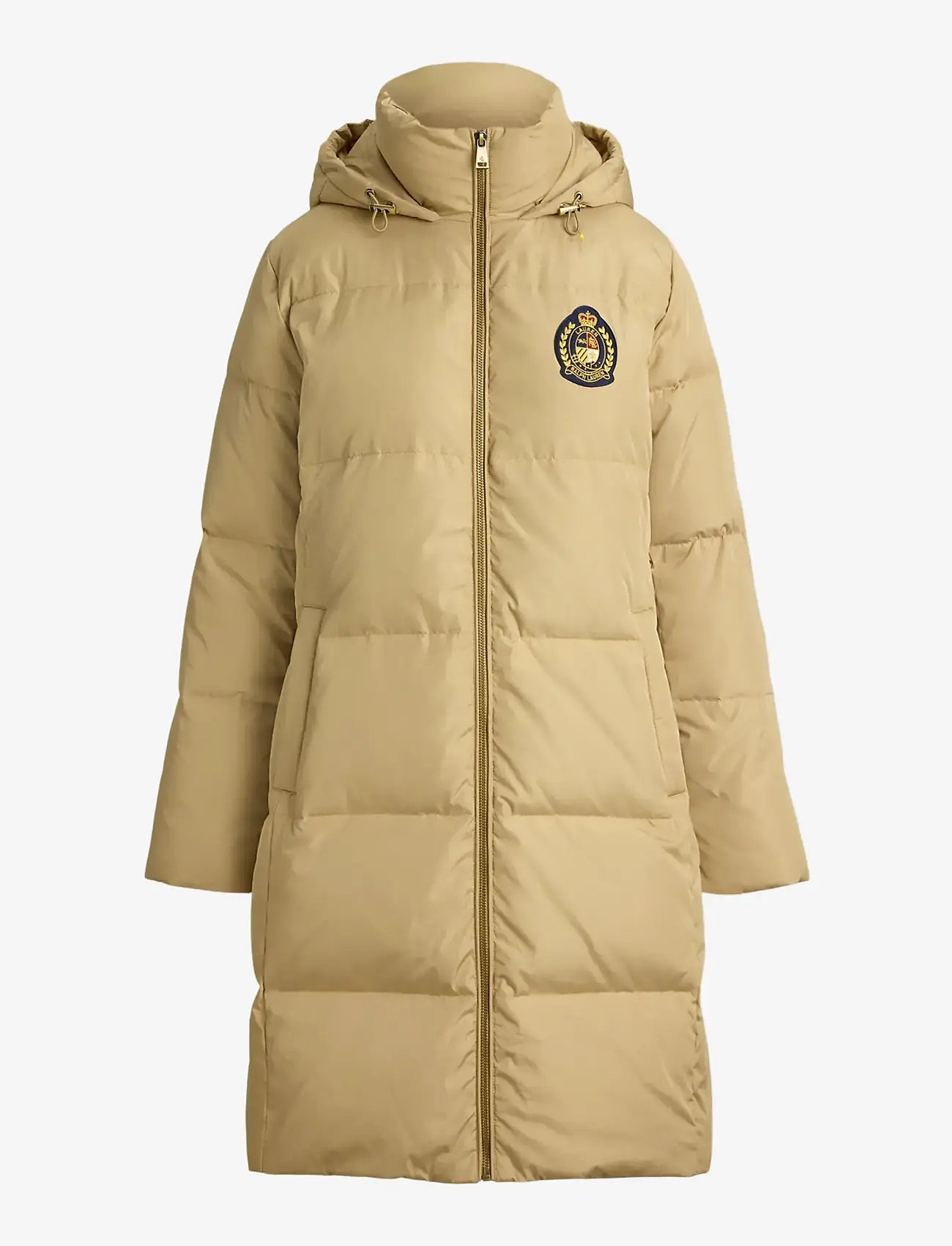 Lauren Ralph Lauren - Crest-Patch Hooded Quilted Down Coat - vilnas mēteļi - birch tan - 1
