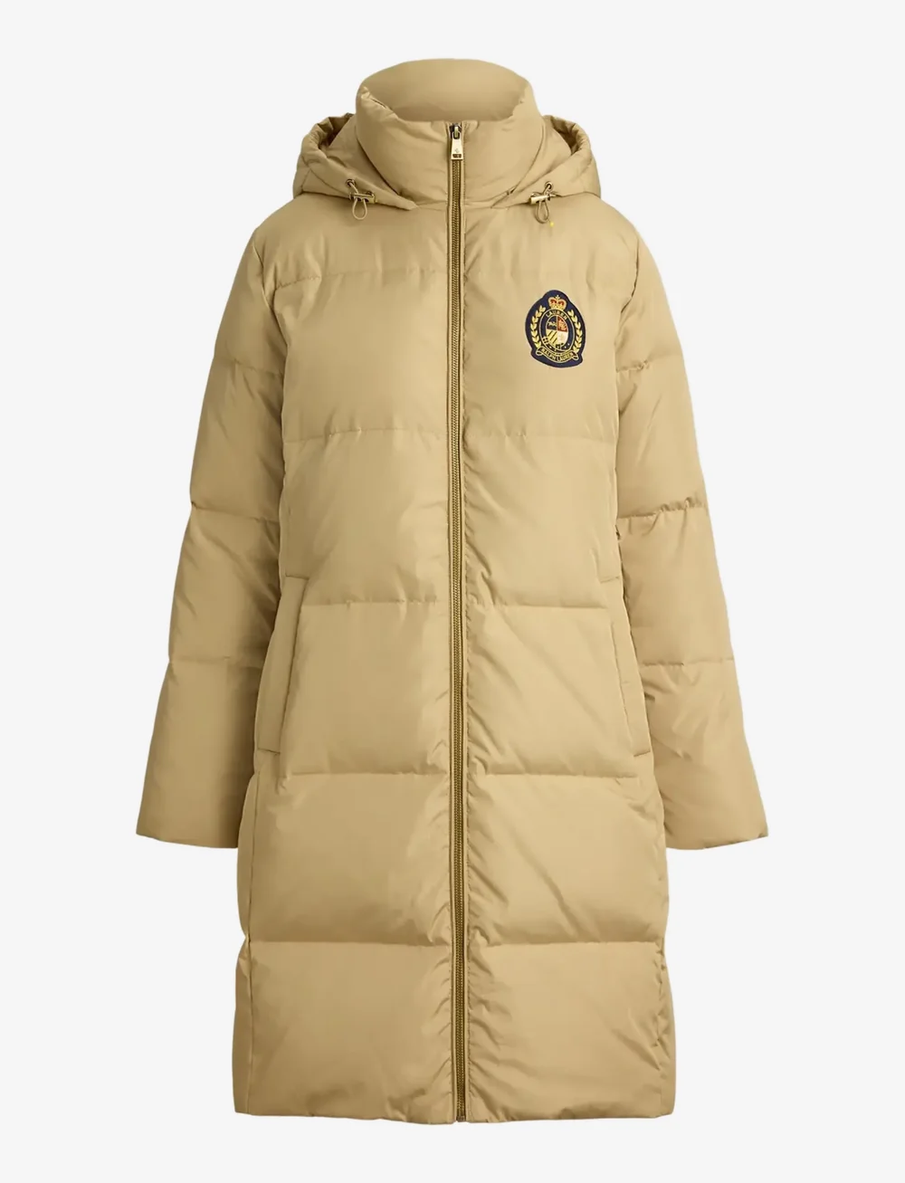 Lauren Ralph Lauren - Crest-Patch Hooded Quilted Down Coat - wollmäntel - birch tan - 1