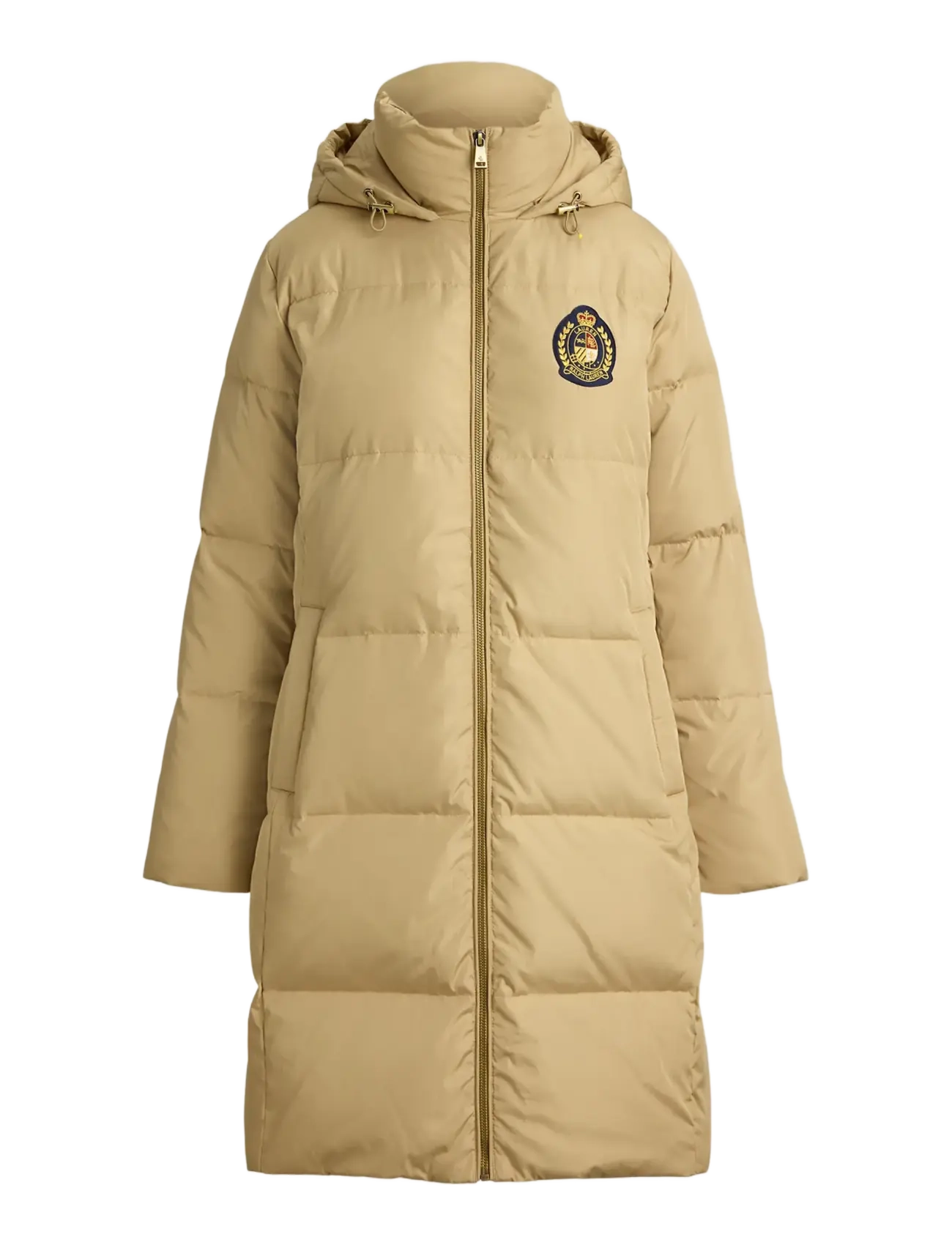 Lauren Ralph Lauren Crest-Patch Hooded Quilted Down Coat - Dun- & vadderade jackor - BIRCH TAN / beige