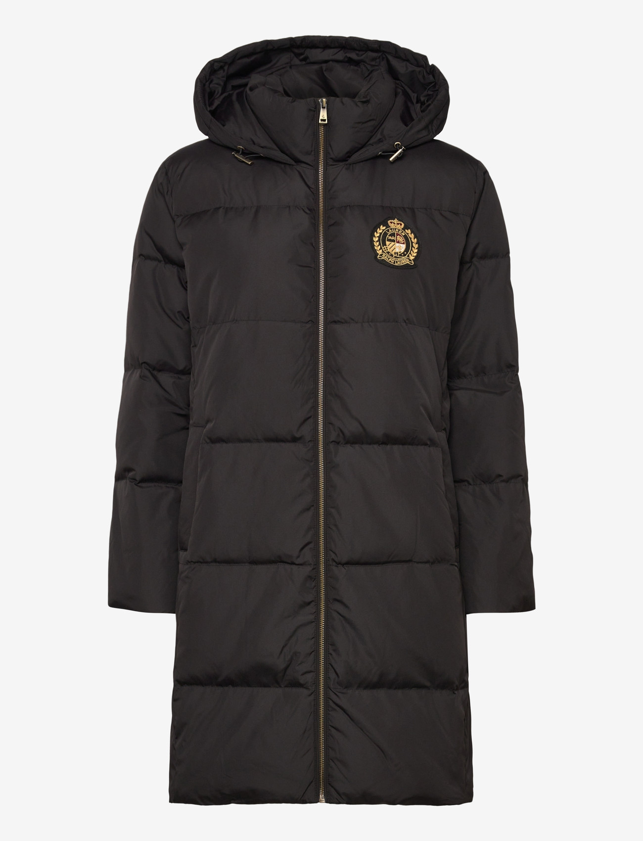 Lauren Ralph Lauren - Crest-Patch Hooded Quilted Down Coat - wollmäntel - black - 1