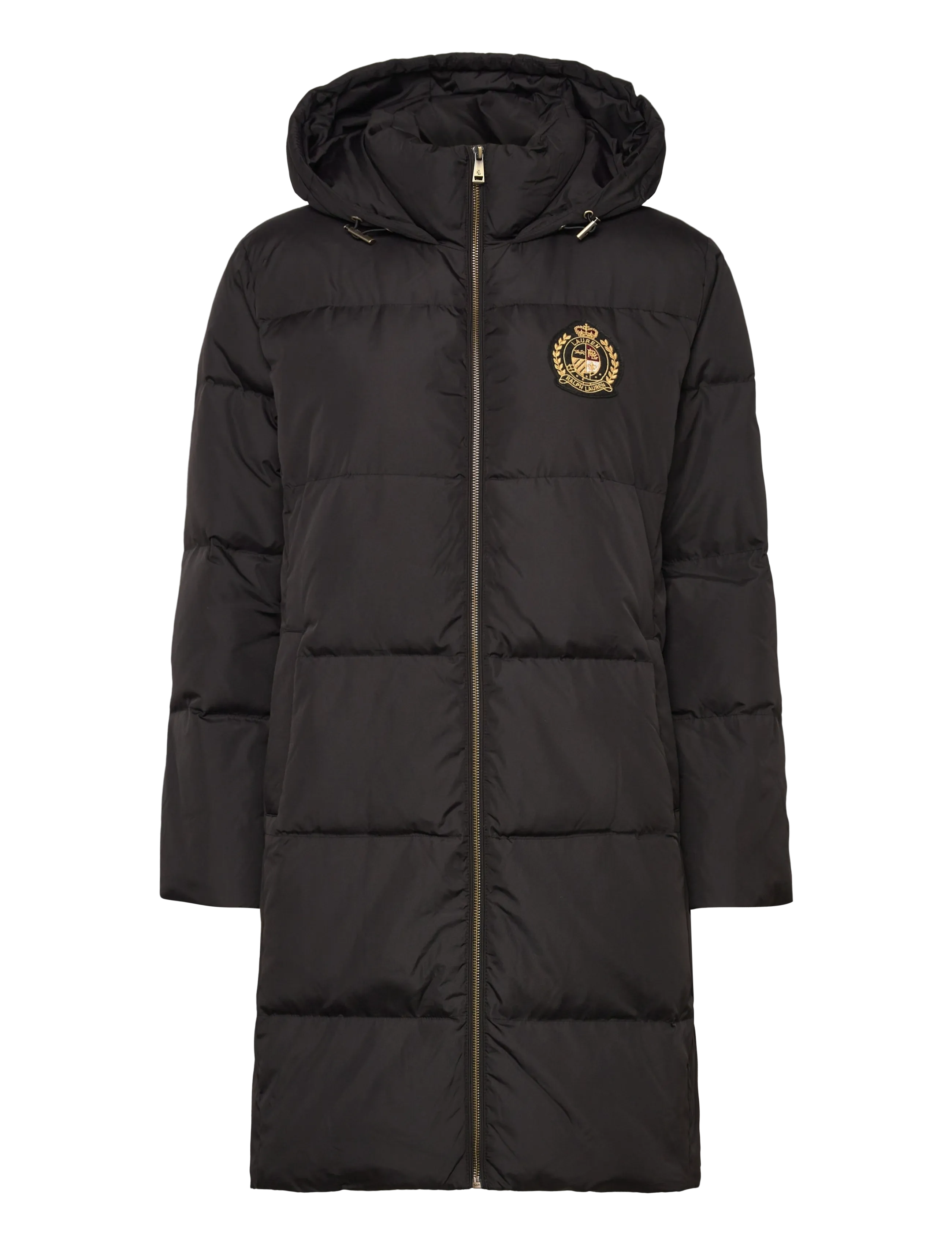 Lauren Ralph Lauren Crest-Patch Hooded Quilted Down Coat - Kläder - BLACK / black