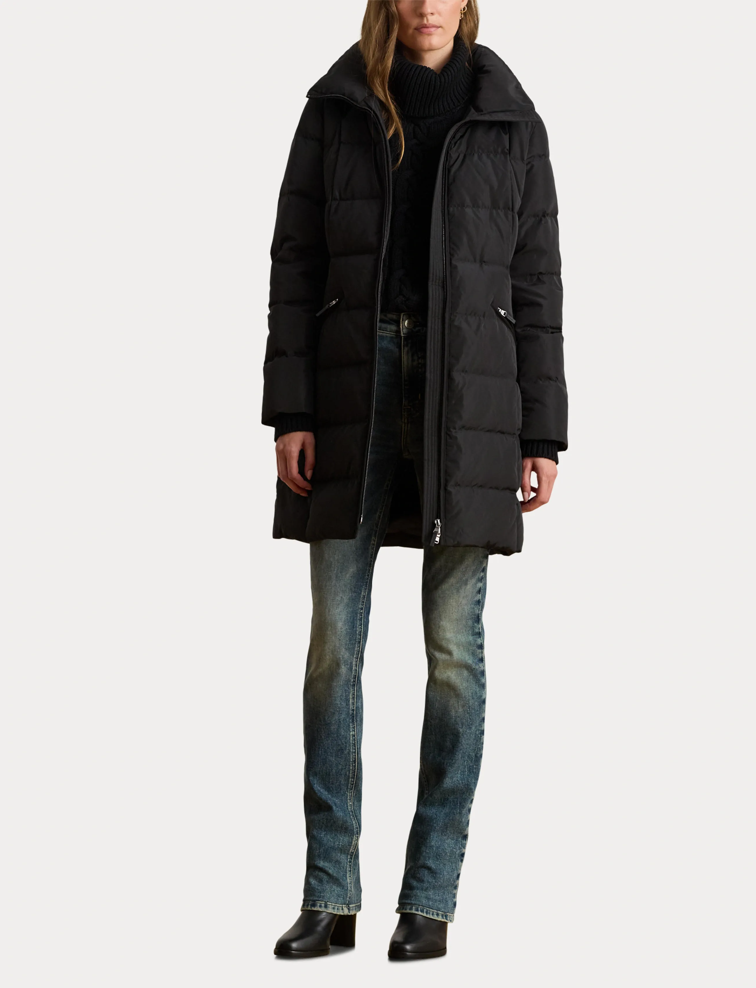 Lauren Ralph Lauren - Crest-Patch Hooded Quilted Down Coat - vinterjakker - black - 5