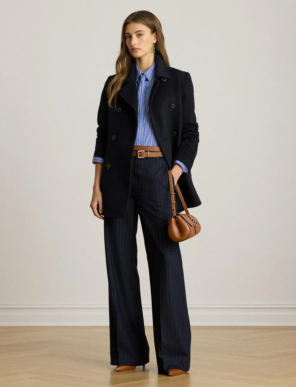 Lauren Ralph Lauren - CASHMERE BLEND-WOOL DB BELTED 30" - trencze - regal navy - 0