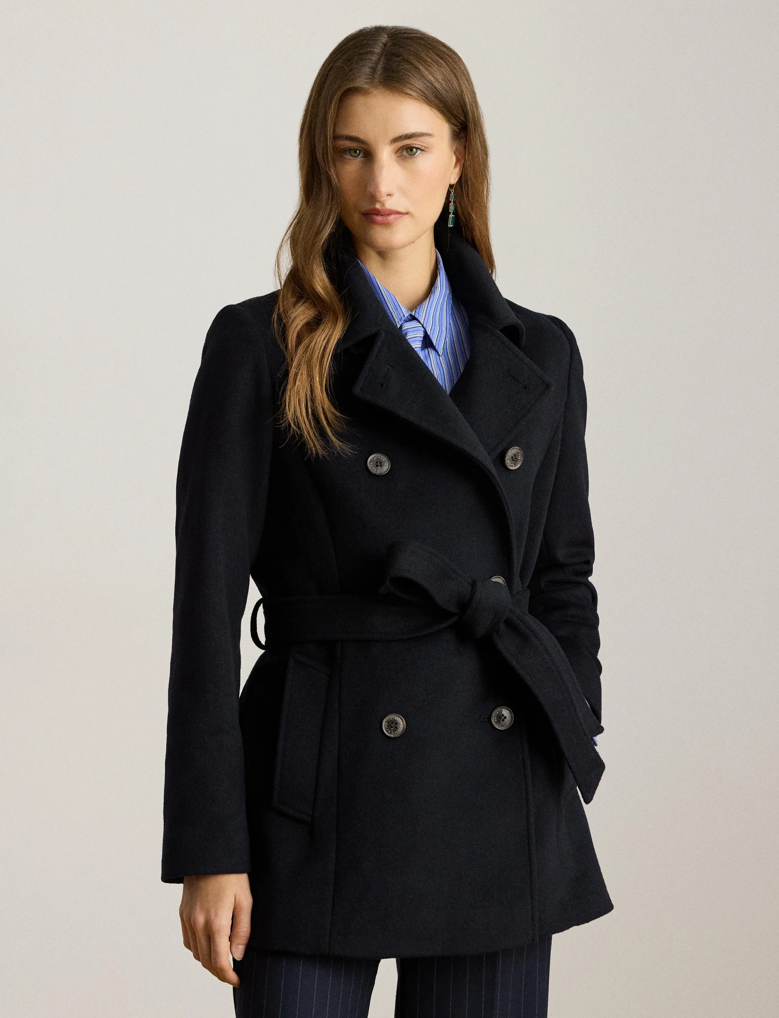 Lauren Ralph Lauren - Double-Breasted Belted Wool-Blend Coat - vinterjakker - regal navy - 3