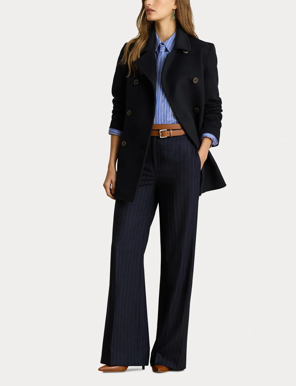 Lauren Ralph Lauren - CASHMERE BLEND-WOOL DB BELTED 30" - trencze - regal navy - 4