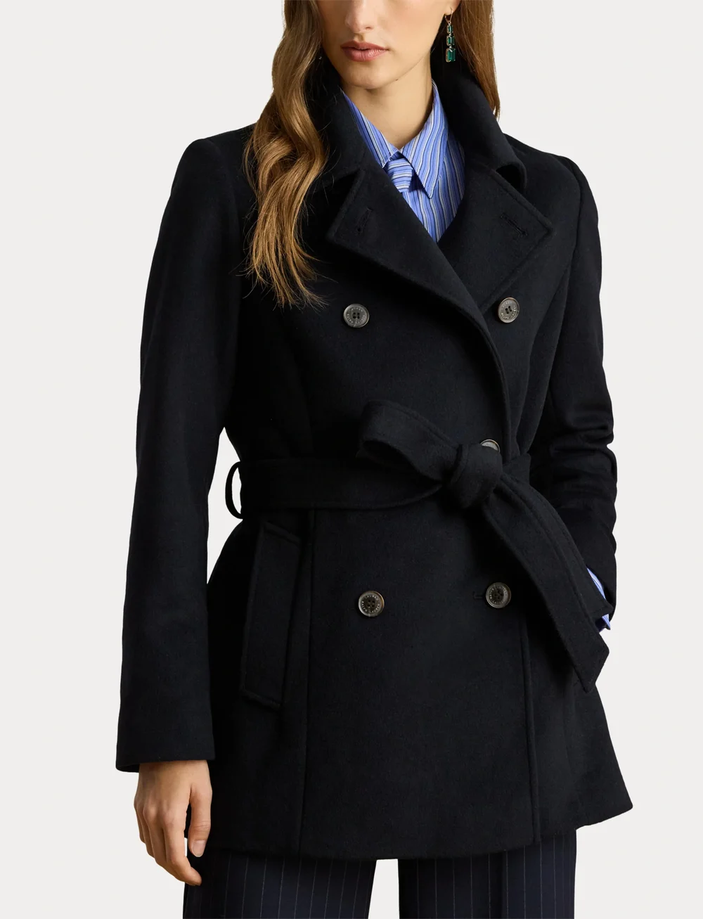 Lauren Ralph Lauren - CASHMERE BLEND-WOOL DB BELTED 30" - trencze - regal navy - 5