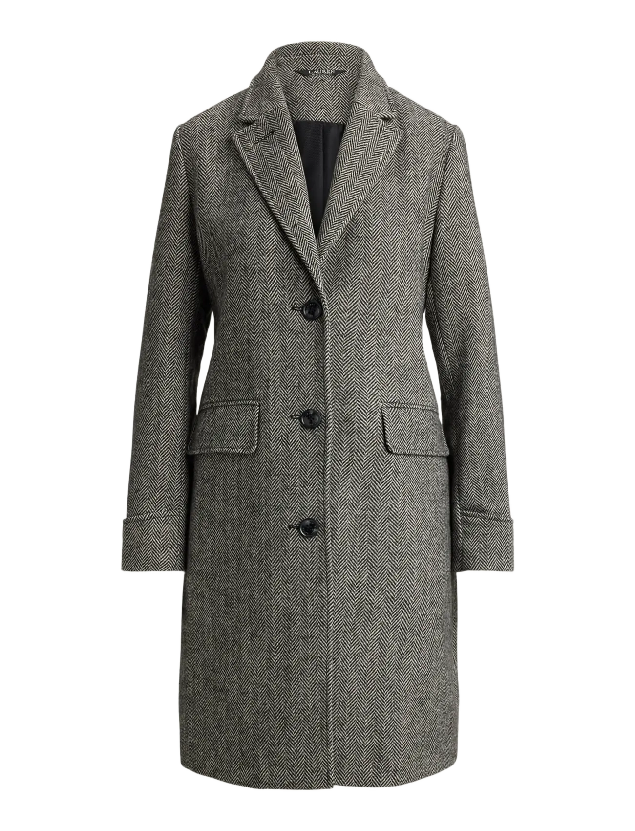 Herringbone Coat - BLACK