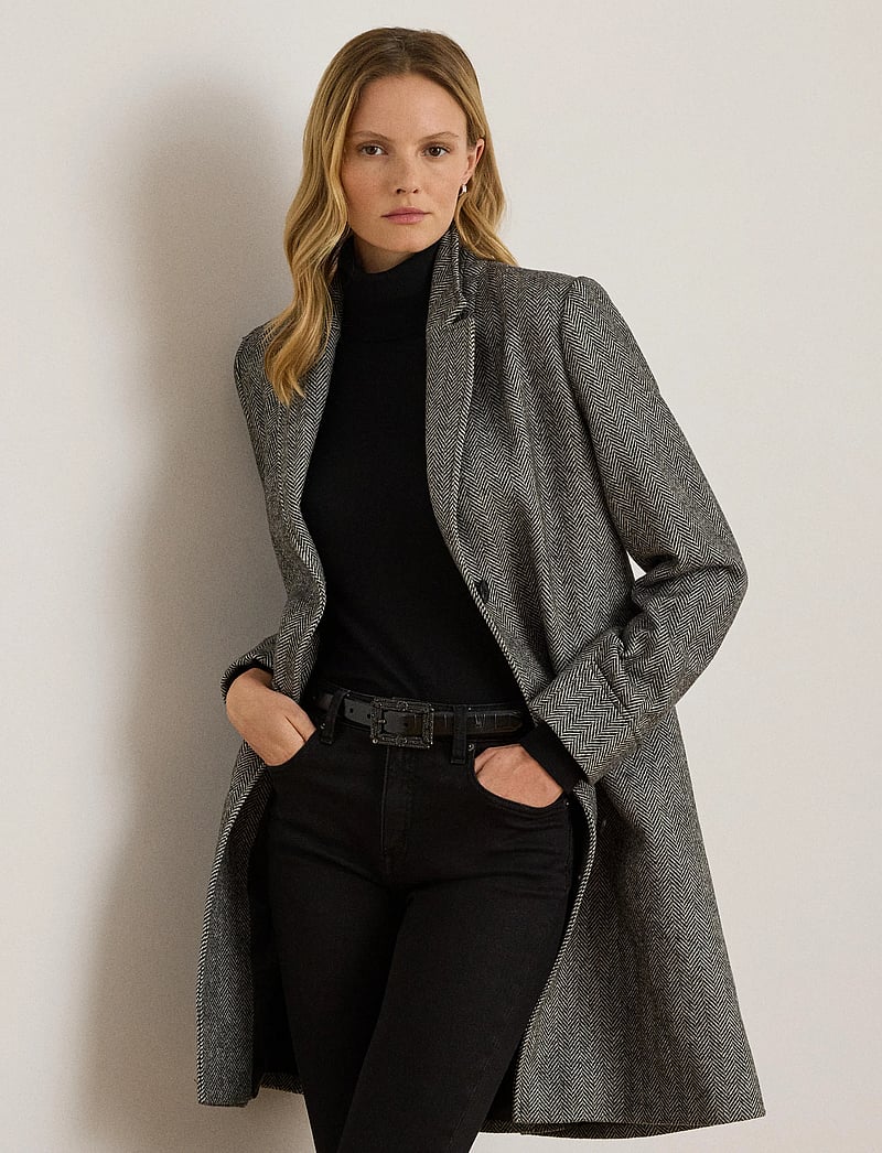 Lauren Ralph Lauren - Herringbone Coat - villased mantlid - black - 0