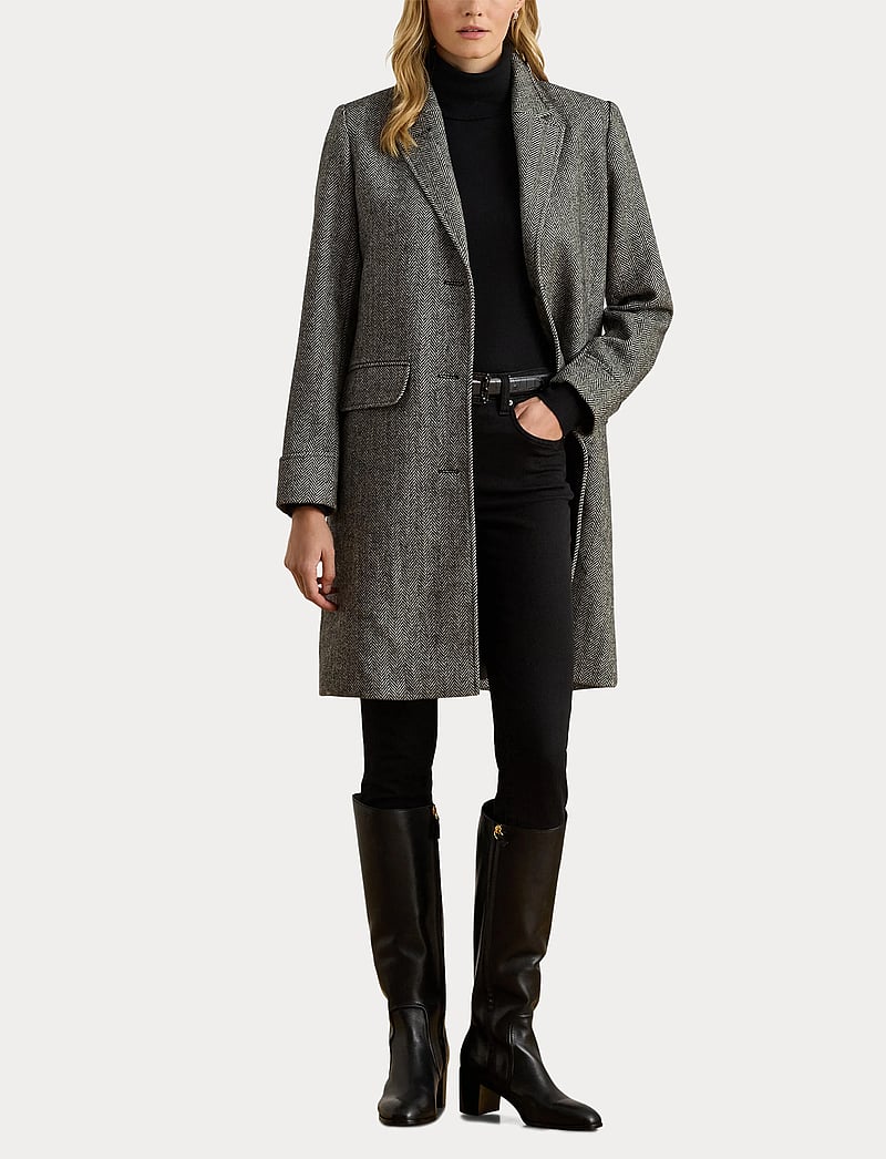 Lauren Ralph Lauren - Herringbone Coat - villased mantlid - black - 4