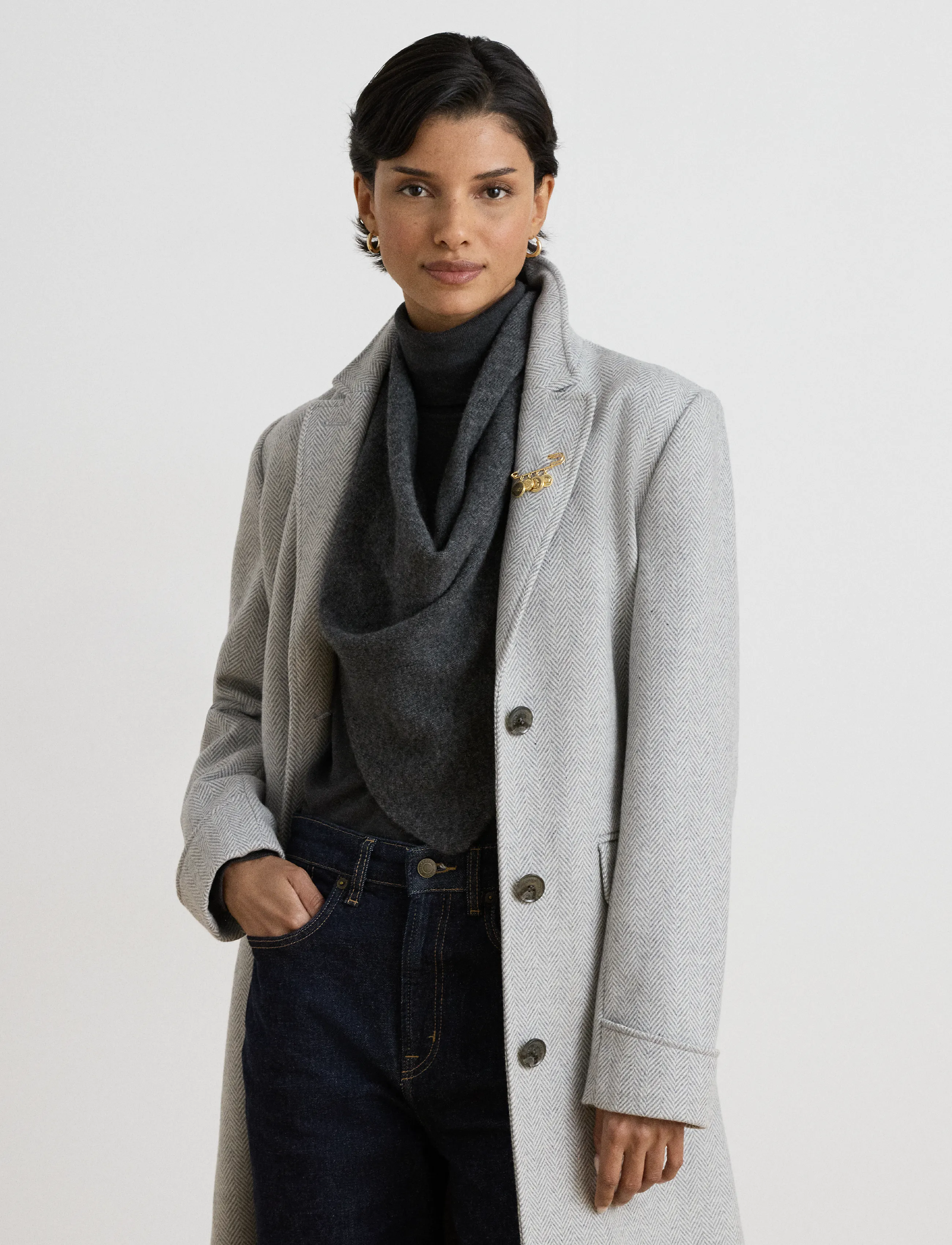 Lauren Ralph Lauren - Herringbone Coat - vinterjakker - cream grey herrin - 3