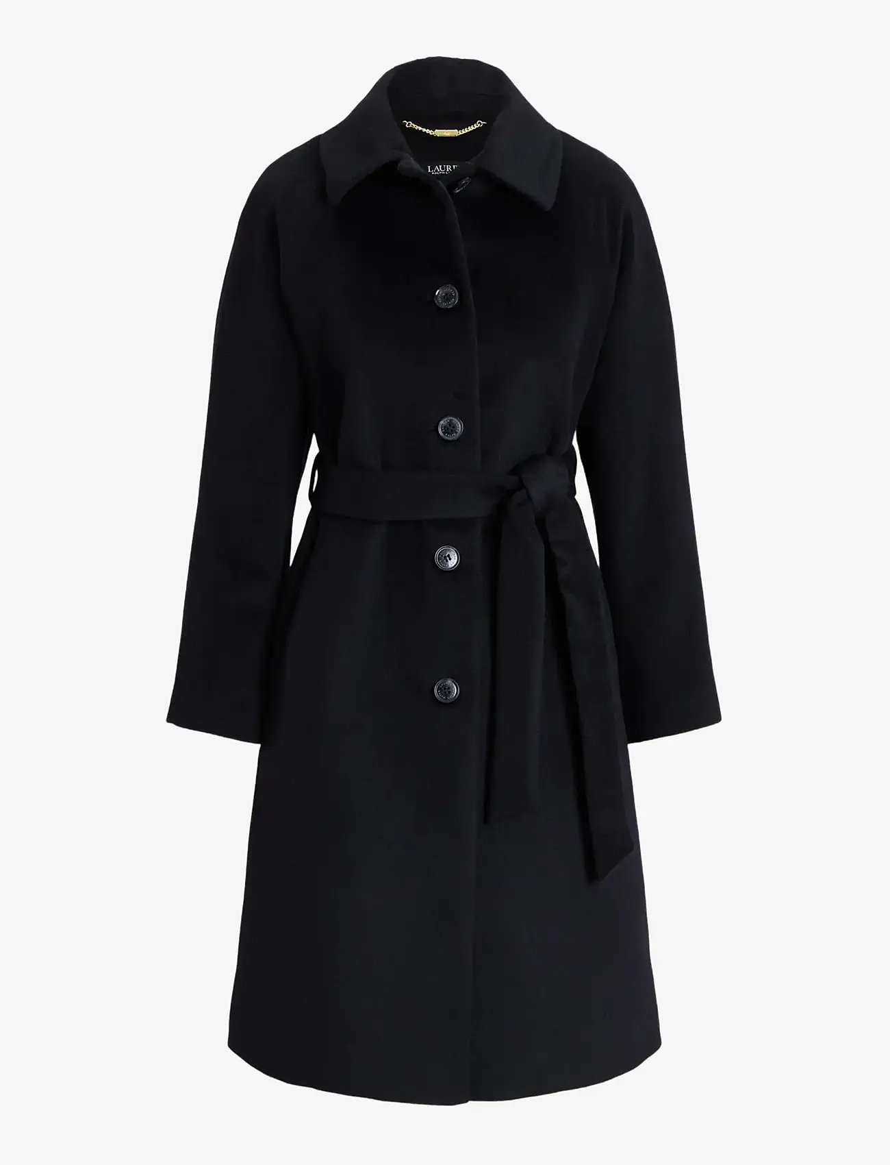 Lauren Ralph Lauren - Belted Wool-Blend Coat - uldfrakker - black - 0