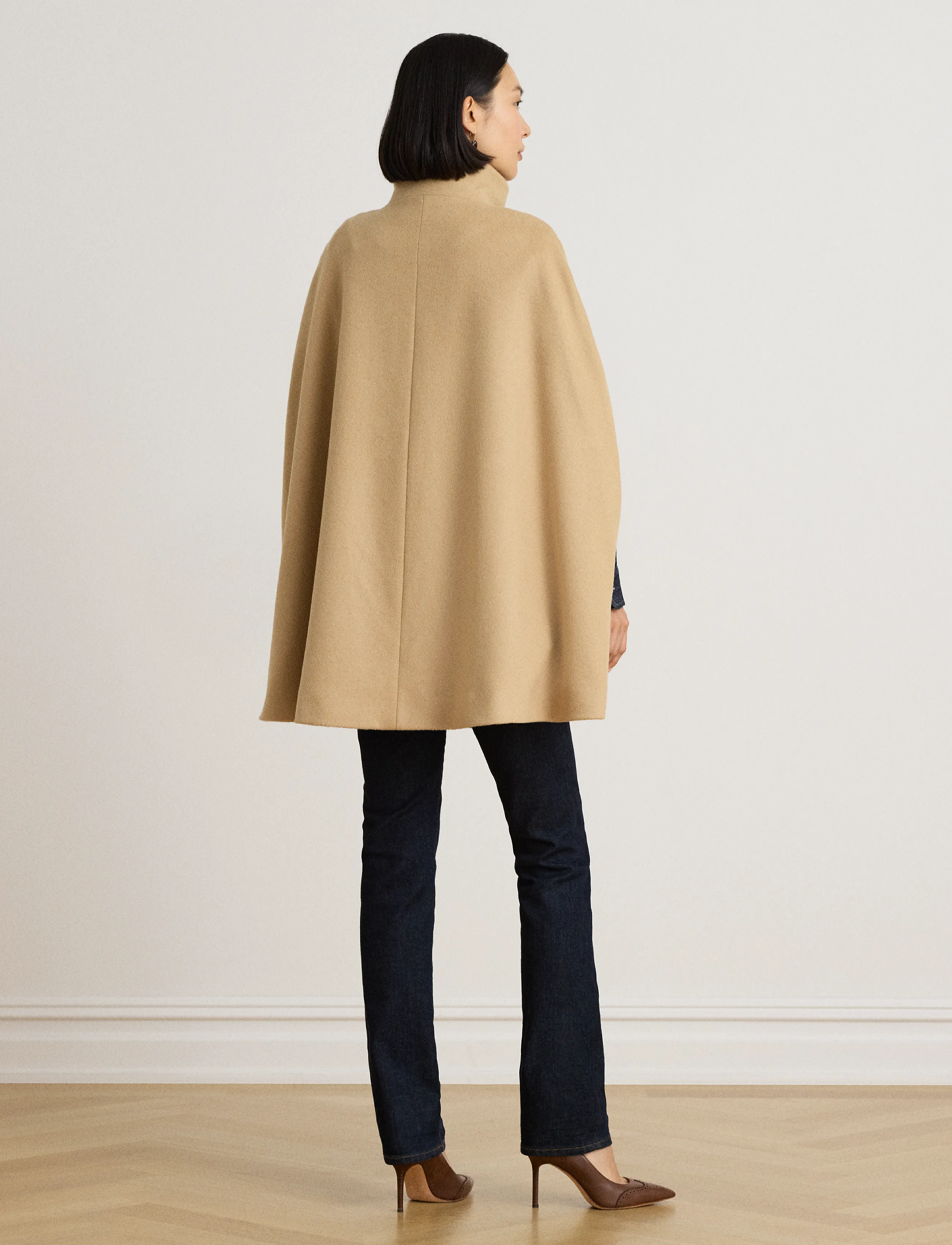 Lauren Ralph Lauren - Buckle-Trim Wool-Blend Mockneck Cape - camel - 2