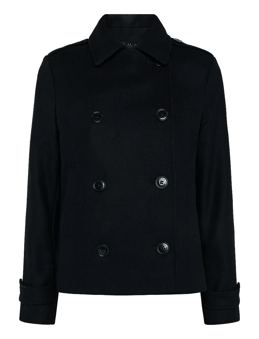 Lauren Ralph Lauren - Double-Breasted Wool-Blend Cropped Coat - Žieminės striukės - black - 2