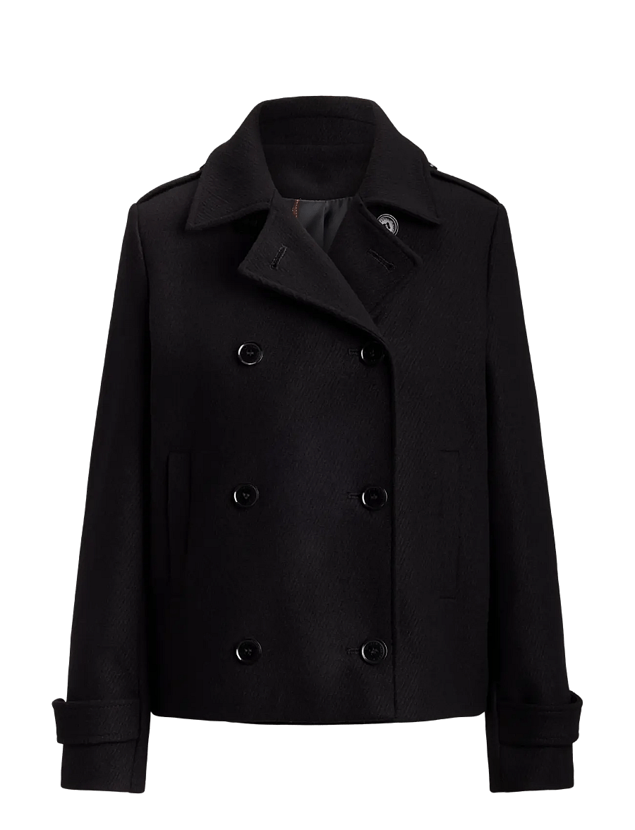 Lauren Ralph Lauren - Double-Breasted Wool-Blend Cropped Coat - winterjacken - black - 1