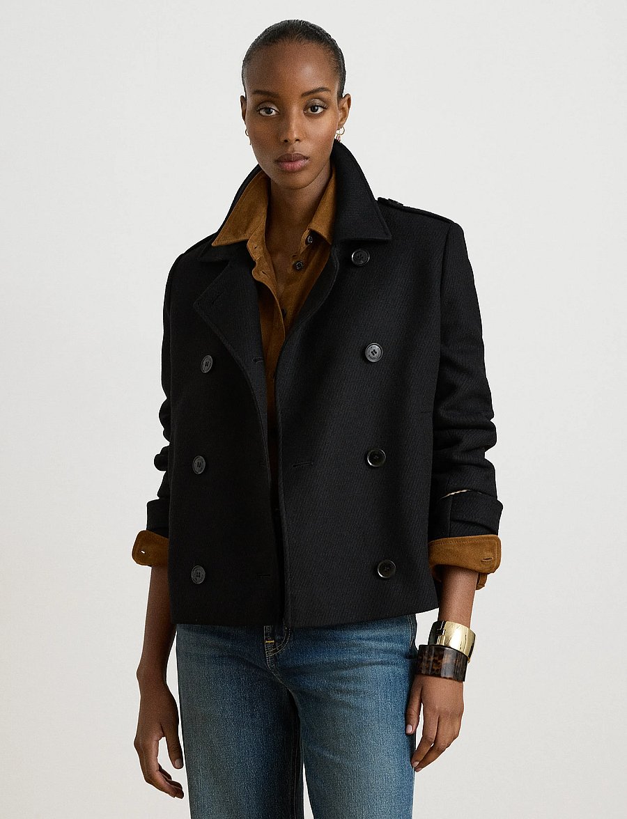 Lauren Ralph Lauren - Double-Breasted Wool-Blend Cropped Coat - winterjacken - black - 0