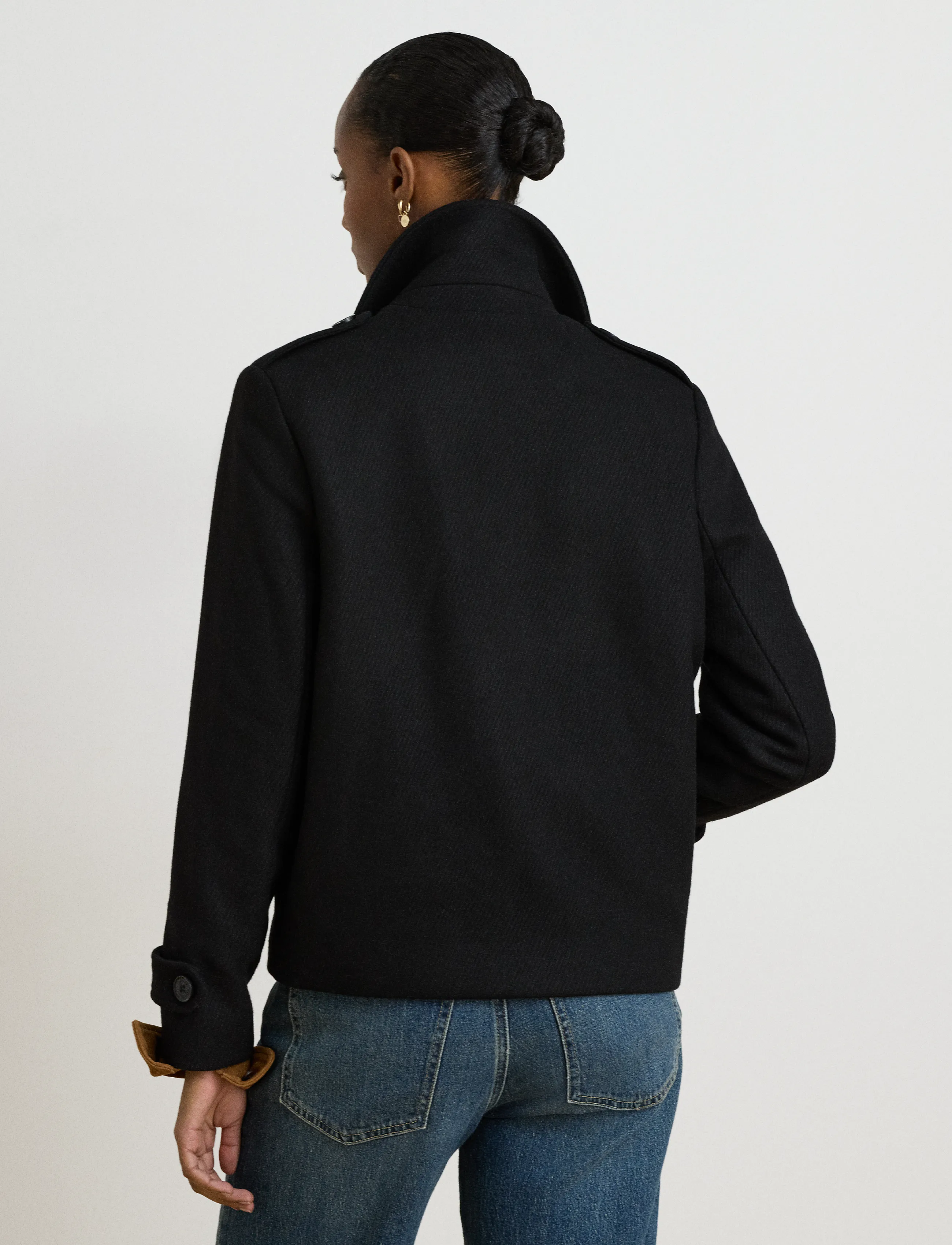 Lauren Ralph Lauren - Double-Breasted Wool-Blend Cropped Coat - winterjacken - black - 2