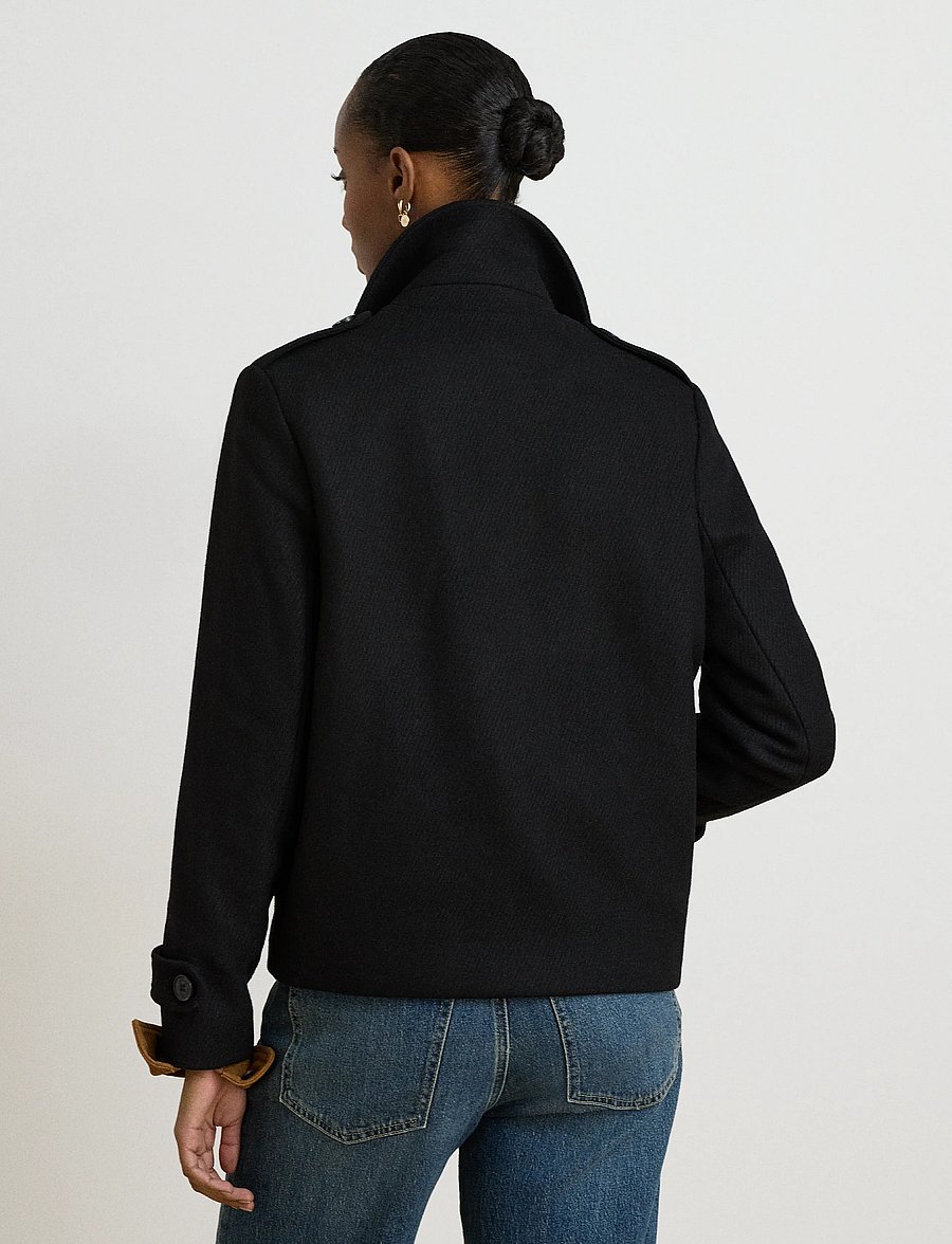 Lauren Ralph Lauren - Double-Breasted Wool-Blend Cropped Coat - winterjacken - black - 2