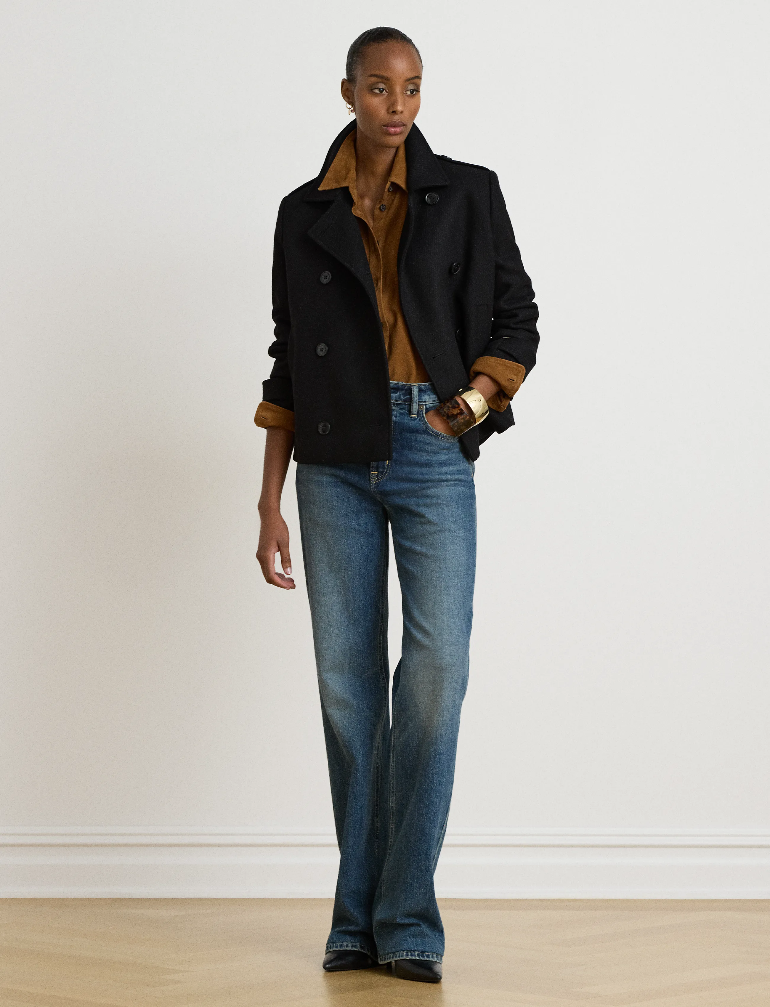 Lauren Ralph Lauren - Double-Breasted Wool-Blend Cropped Coat - winterjacken - black - 4