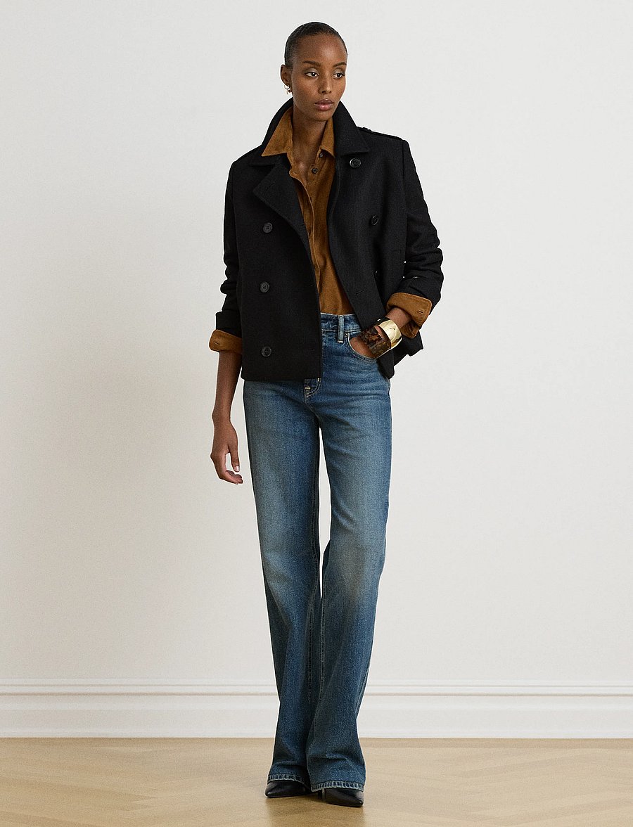 Lauren Ralph Lauren - Double-Breasted Wool-Blend Cropped Coat - winterjacken - black - 4