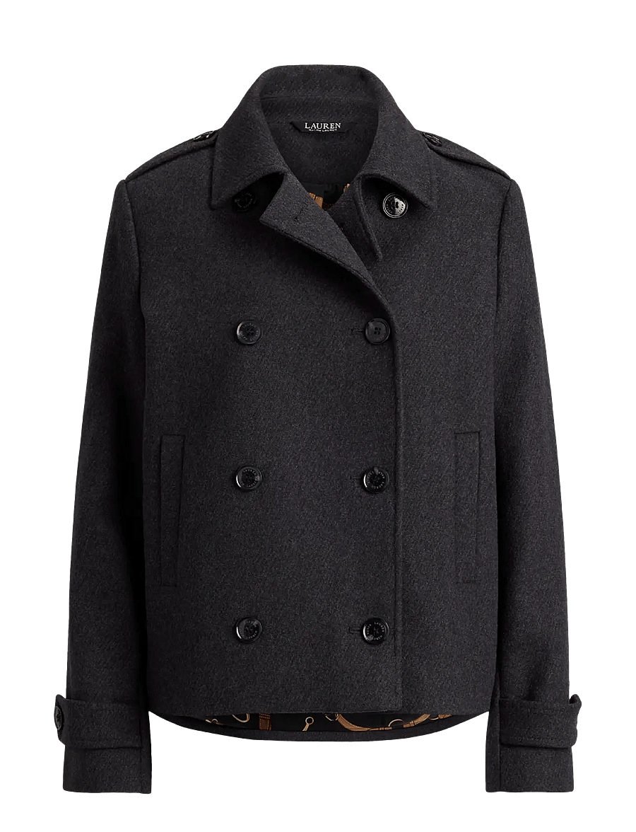 Lauren Ralph Lauren - Double-Breasted Wool-Blend Cropped Coat - talvejoped - charcoal - 1