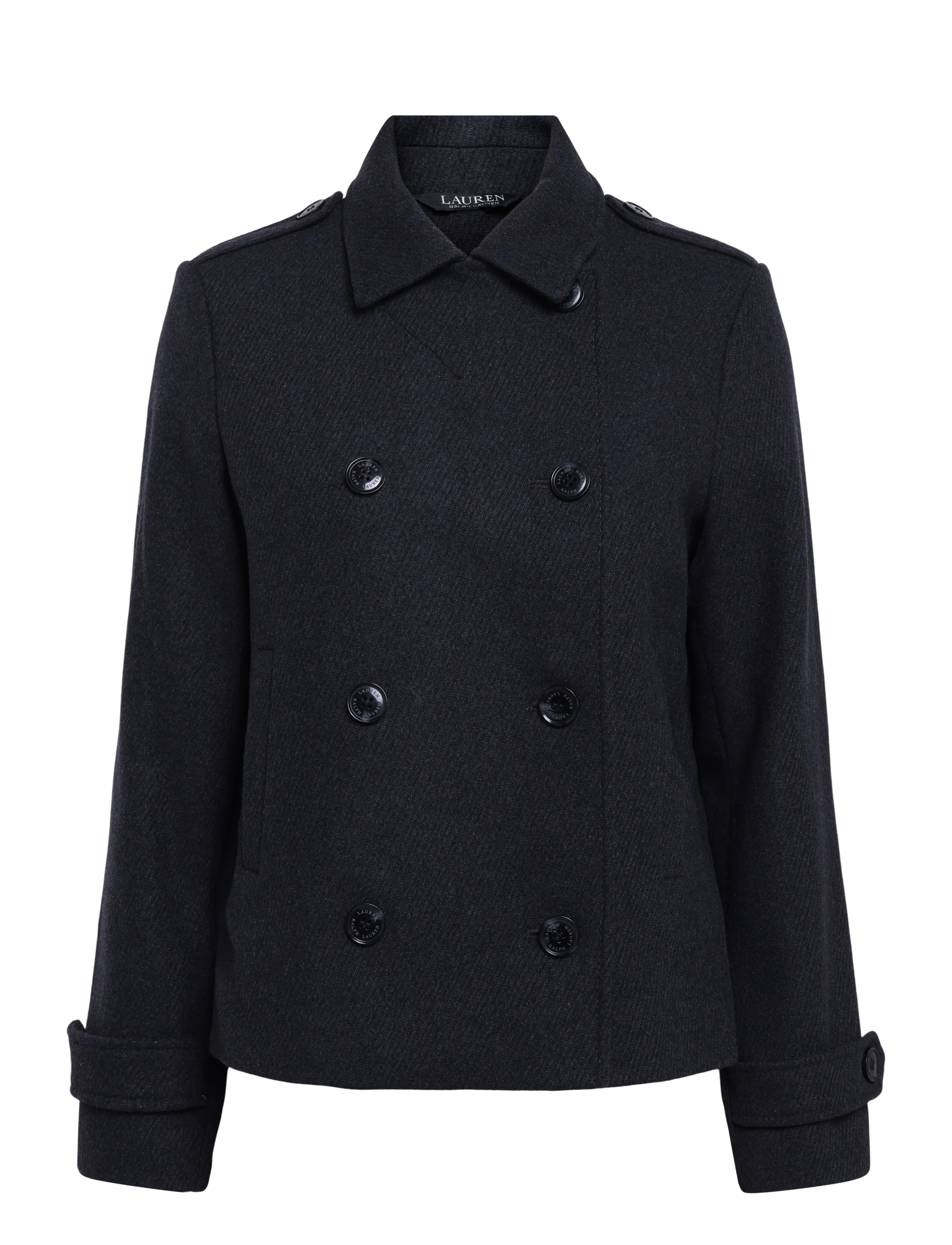 Lauren Ralph Lauren - Kort dubbelknäppt kappa i ullblandning - vinterjackor - charcoal - 2