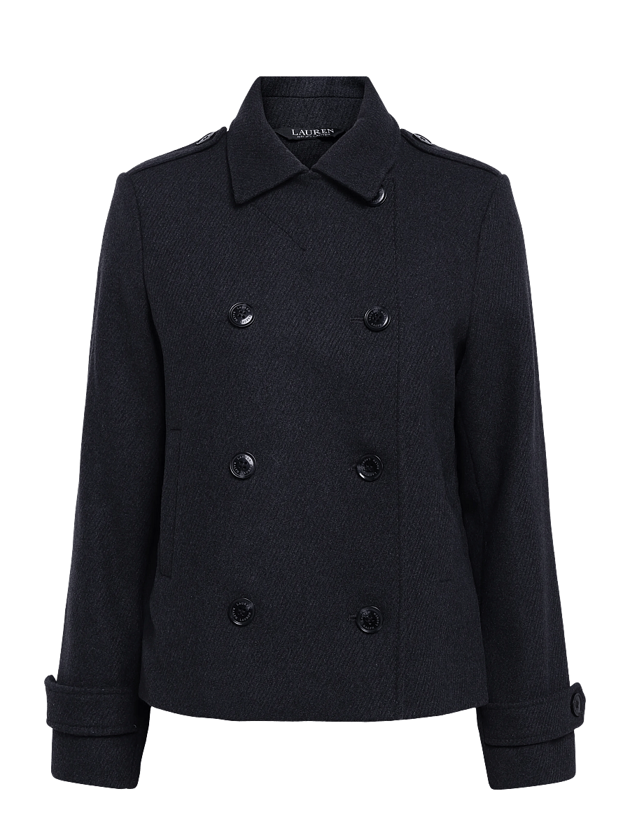 Lauren Ralph Lauren - Kort dubbelknäppt kappa i ullblandning - vinterjackor - charcoal - 2