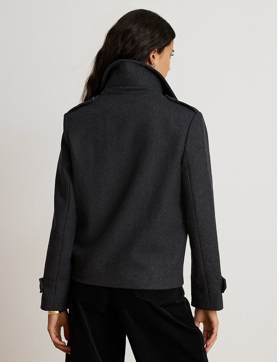 Lauren Ralph Lauren - Double-Breasted Wool-Blend Cropped Coat - talvejoped - charcoal - 2
