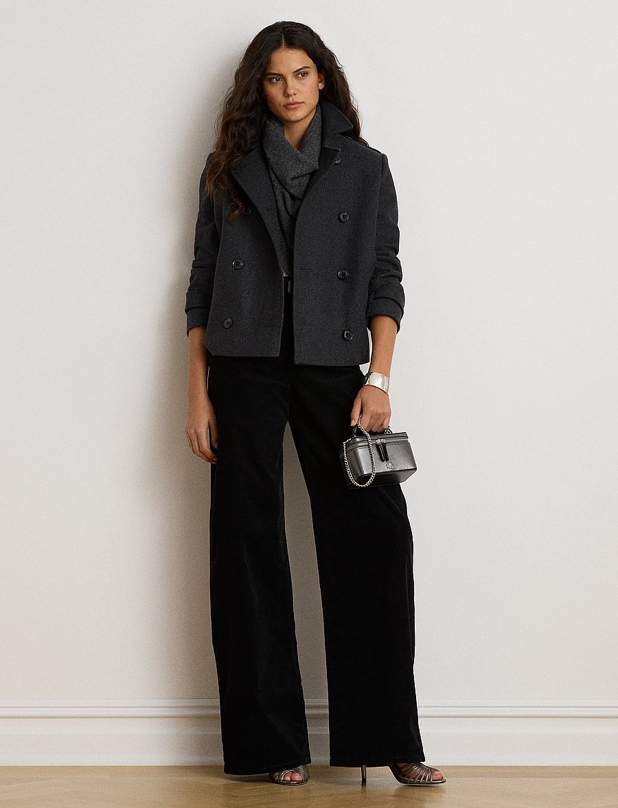 Lauren Ralph Lauren - Double-Breasted Wool-Blend Cropped Coat - talvejoped - charcoal - 3