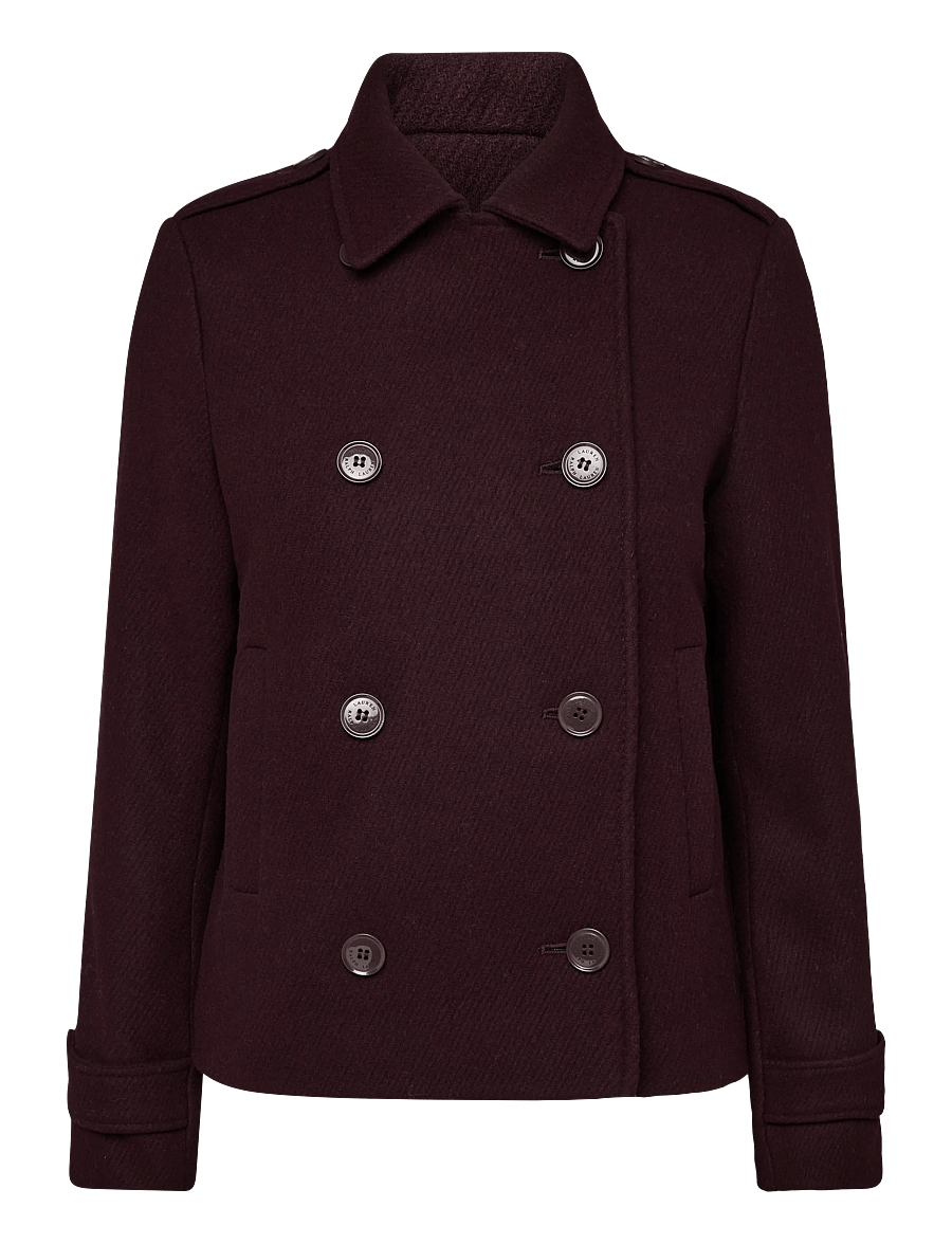 Lauren Ralph Lauren - Double-Breasted Wool-Blend Cropped Coat - winterjacken - pinot noir - 1