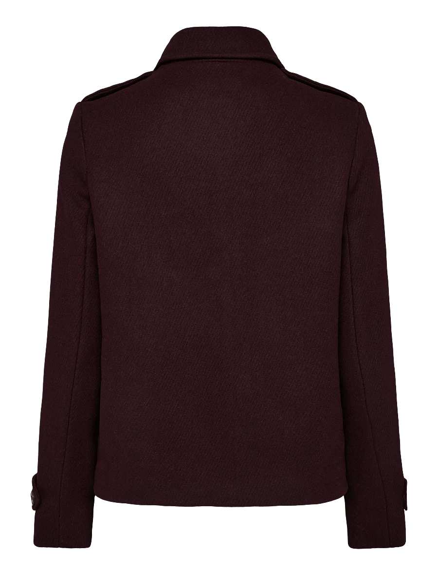 Lauren Ralph Lauren - Double-Breasted Wool-Blend Cropped Coat - winterjacken - pinot noir - 2