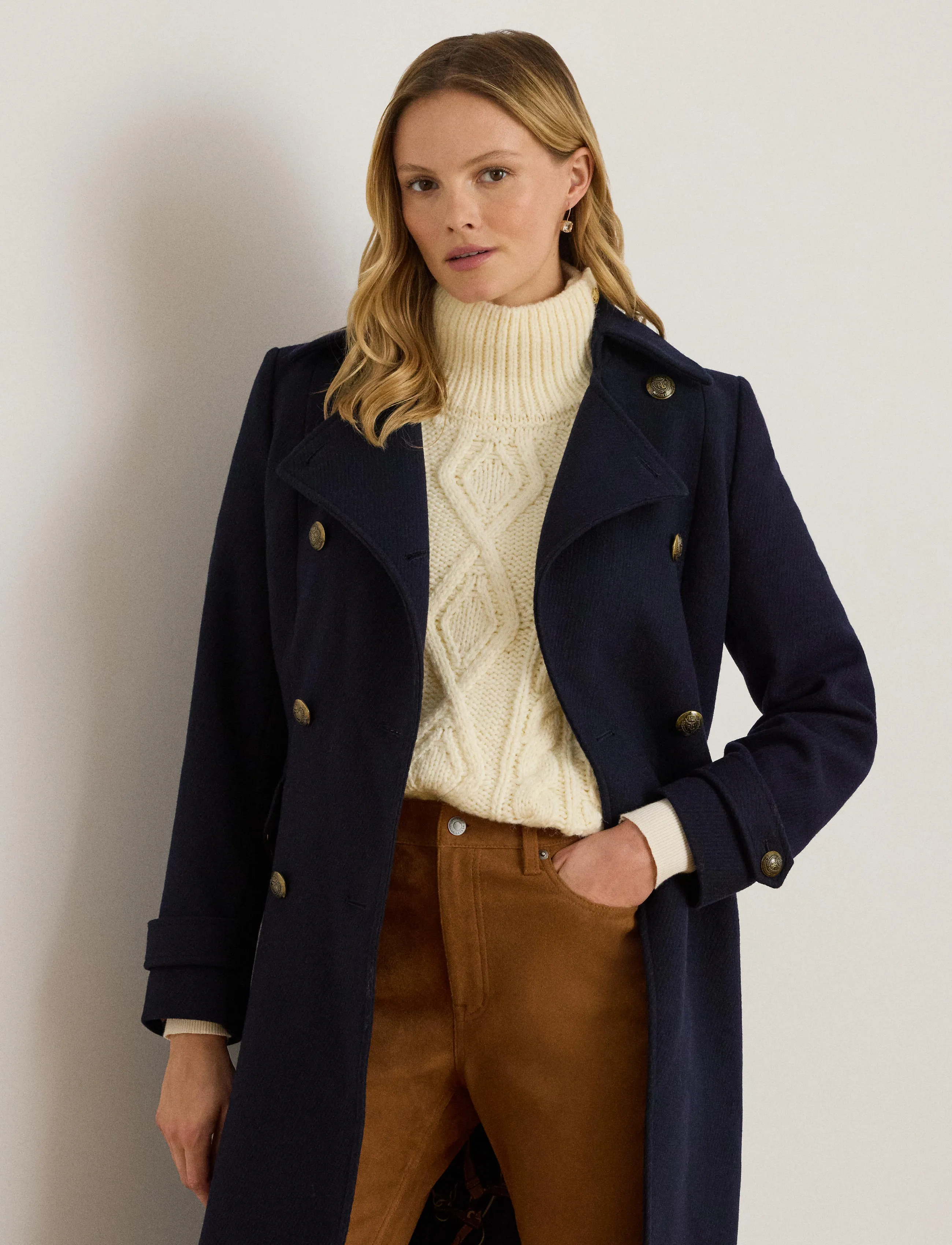 Double-Breasted Wool-Blend Twill Coat