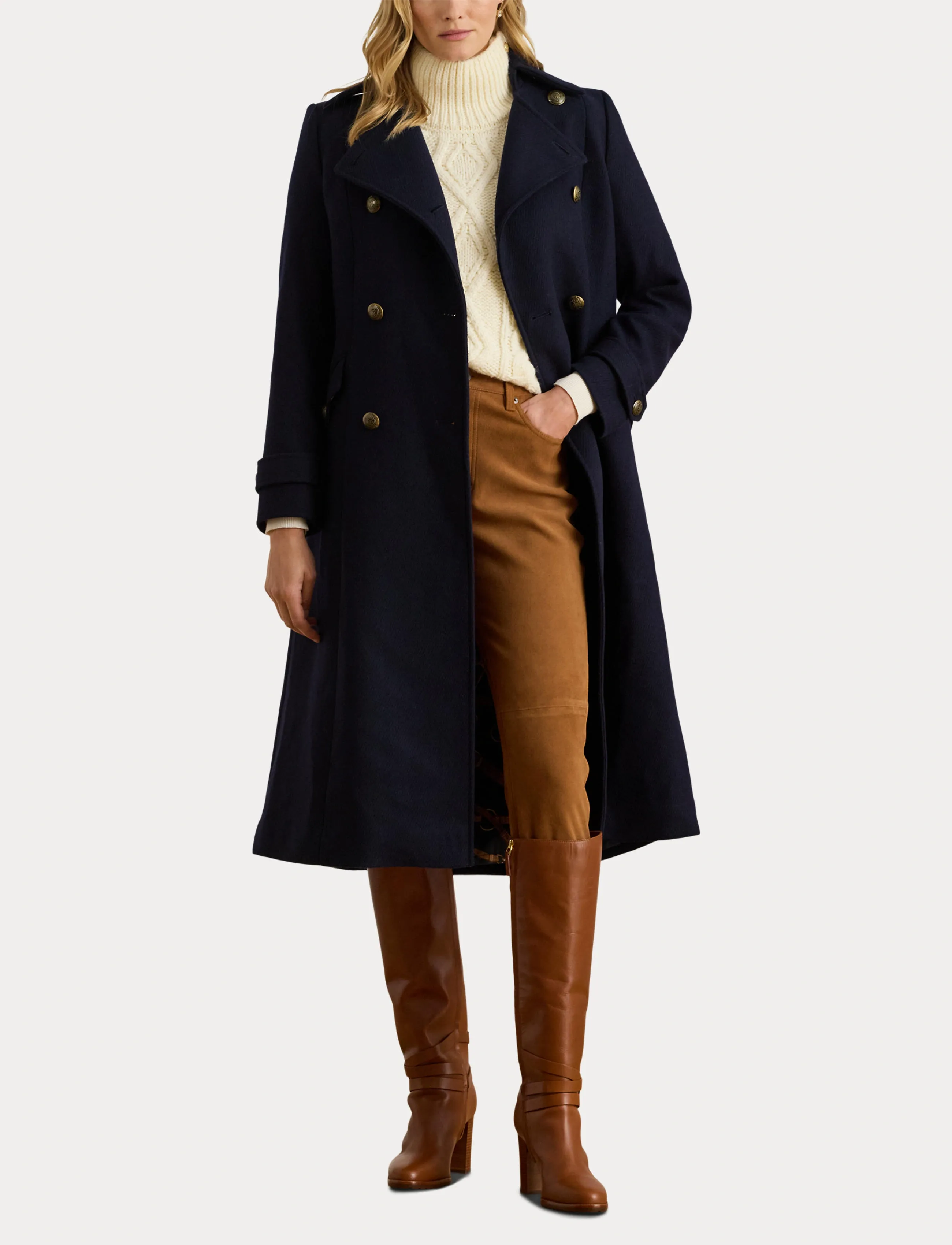 Lauren Ralph Lauren - Double-Breasted Wool-Blend Twill Coat - regal navy - 4