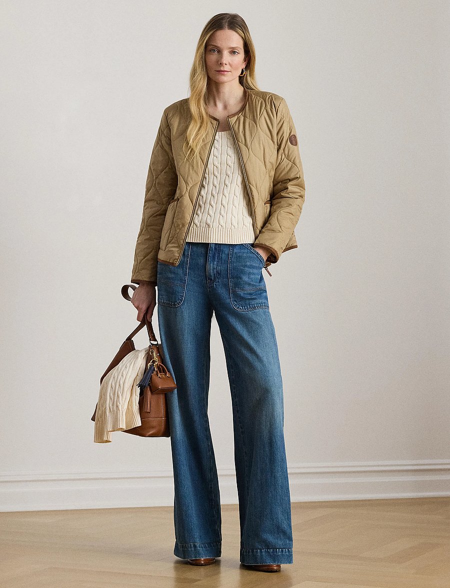 Lauren Ralph Lauren - Twill-Trim Onion-Quilted Jacket - frühlingsjacken - birch tan - 0