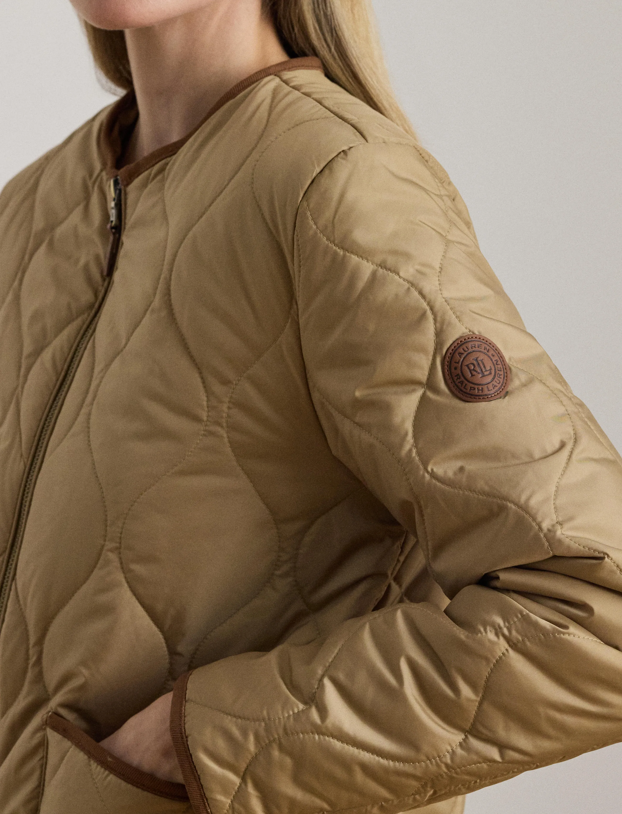 Lauren Ralph Lauren - Twill-Trim Onion-Quilted Jacket - vestes de printemps - birch tan - 4