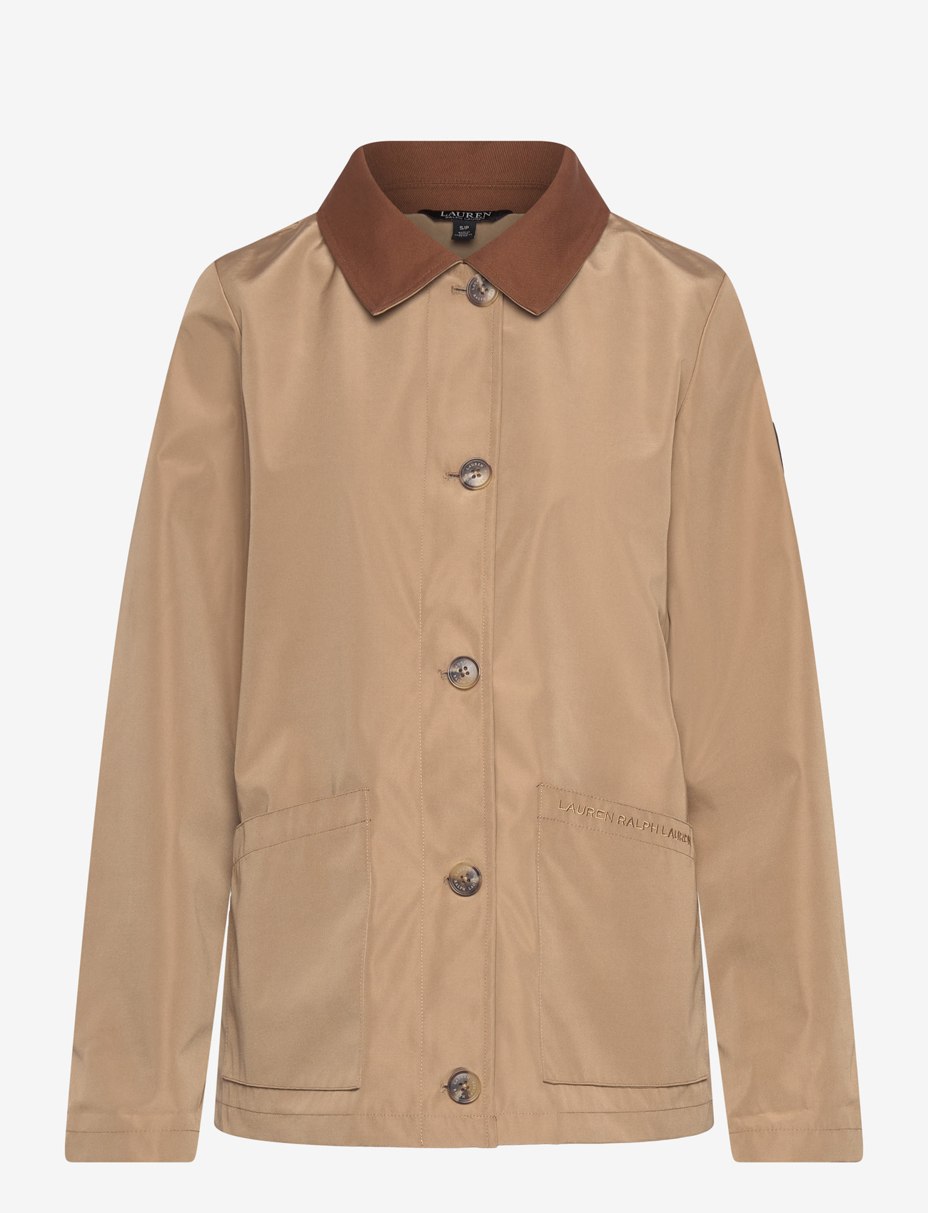 Lauren Ralph Lauren - Twill-Trim Bonded Jersey Barn Jacket - utility-jakker - birch tan - 0