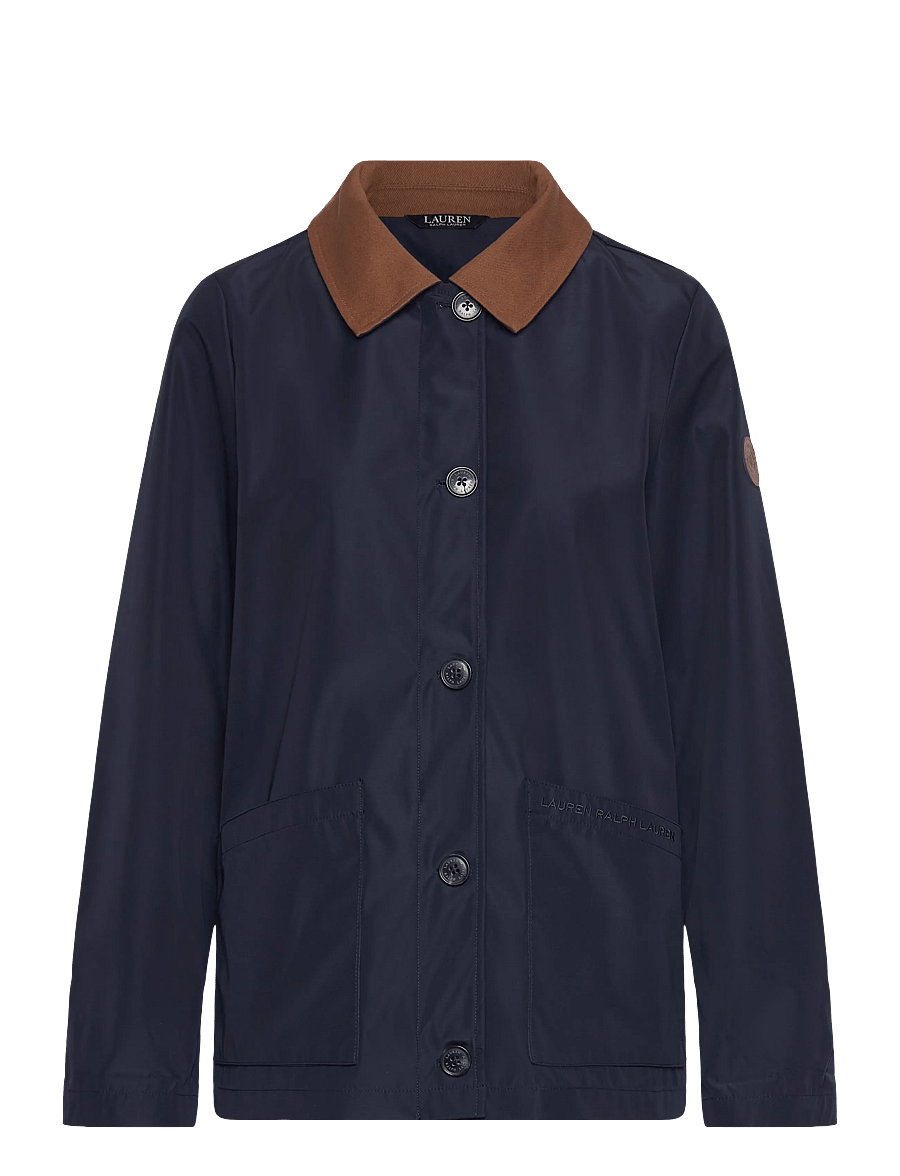 Lauren Ralph Lauren - Twill-Trim Bonded Jersey Barn Jacket - frühlingsjacken - dk navy - 1