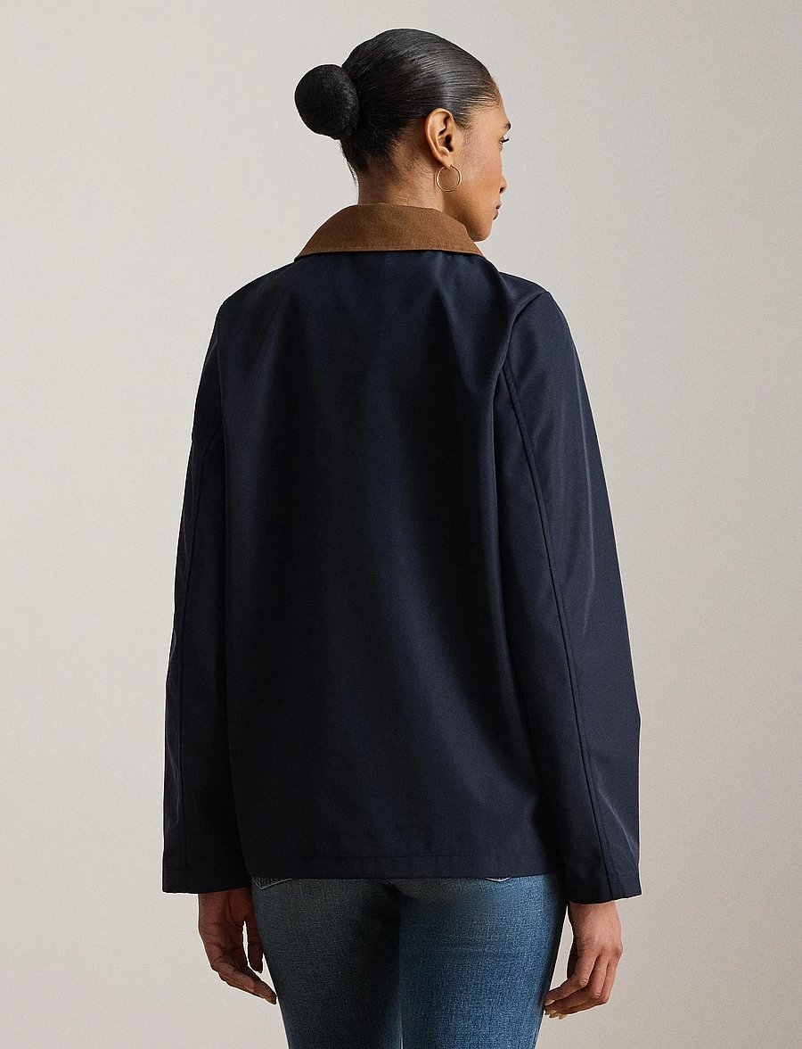 Lauren Ralph Lauren - Twill-Trim Bonded Jersey Barn Jacket - frühlingsjacken - dk navy - 3