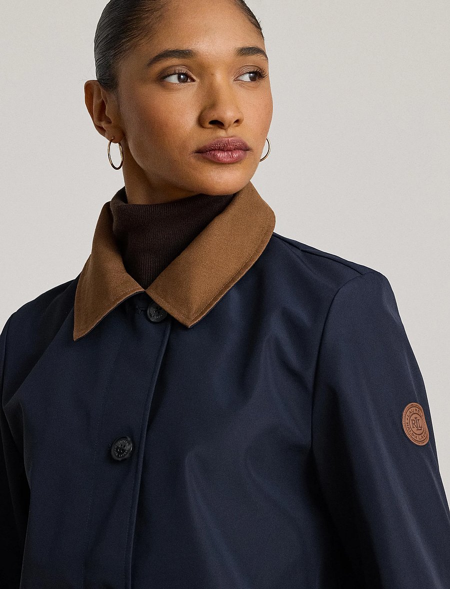 Lauren Ralph Lauren - Twill-Trim Bonded Jersey Barn Jacket - frühlingsjacken - dk navy - 4