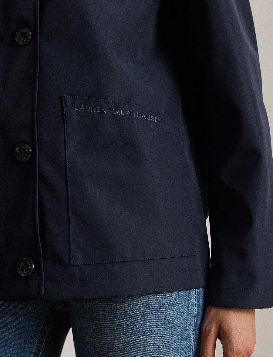 Lauren Ralph Lauren - Twill-Trim Bonded Jersey Barn Jacket - frühlingsjacken - dk navy - 5