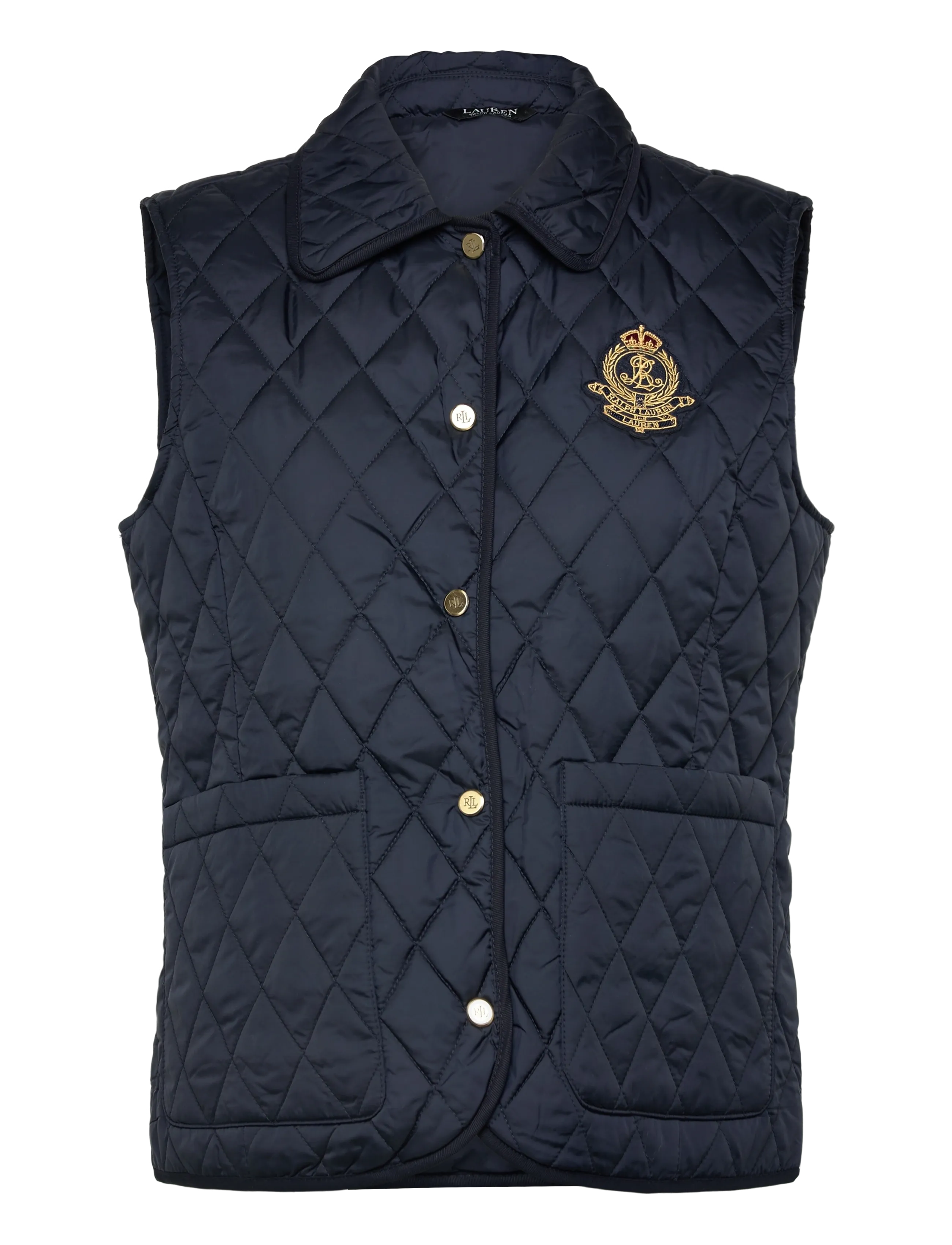 Lauren Ralph Lauren Crest-Patch Diamond-Quilted Vest - Tøj - DK NAVY / navy