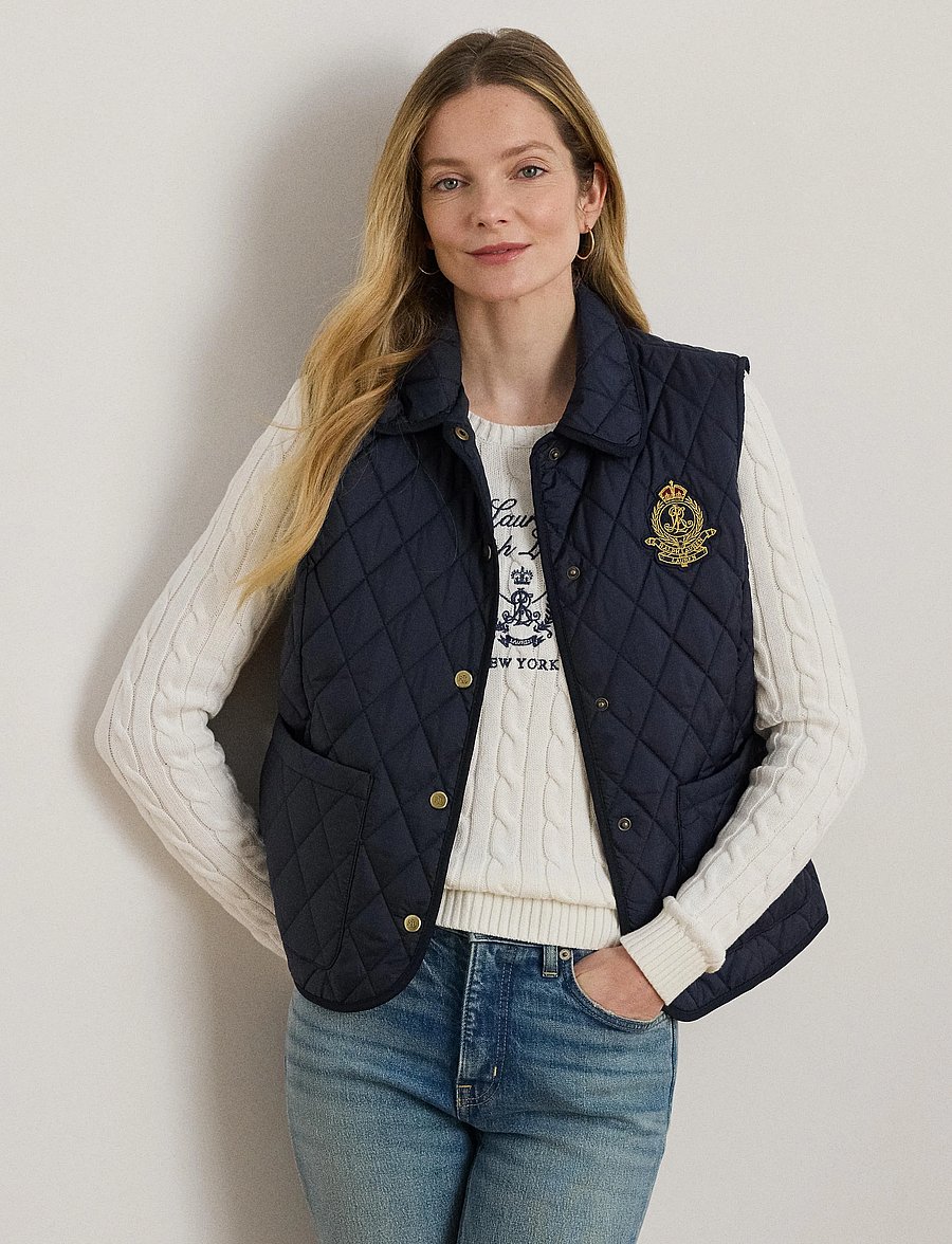 Lauren Ralph Lauren - Crest-Patch Diamond-Quilted Vest - quilted vests - dk navy - 3