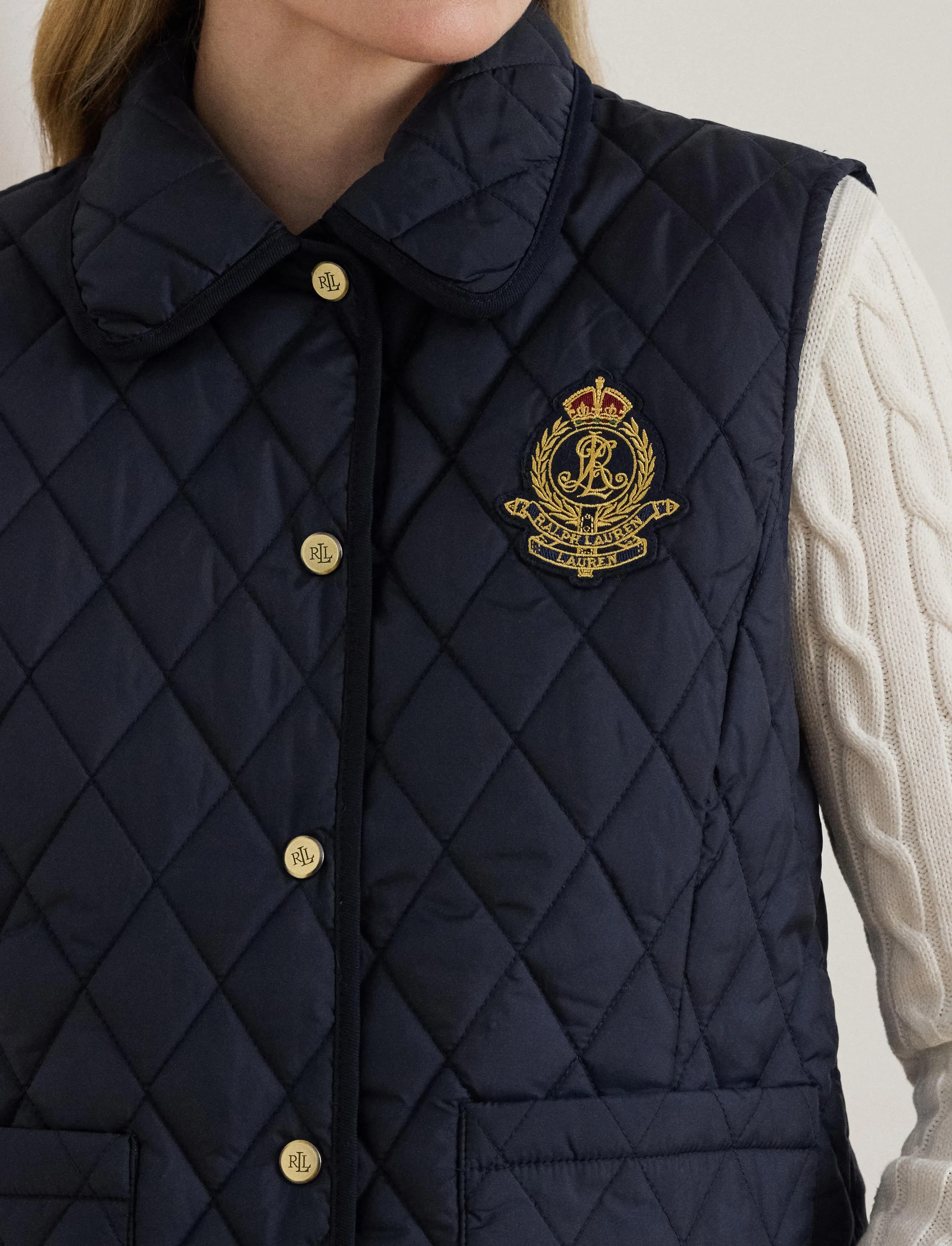 Lauren Ralph Lauren - Crest-Patch Diamond-Quilted Vest - frühlingsjacken - dk navy - 4