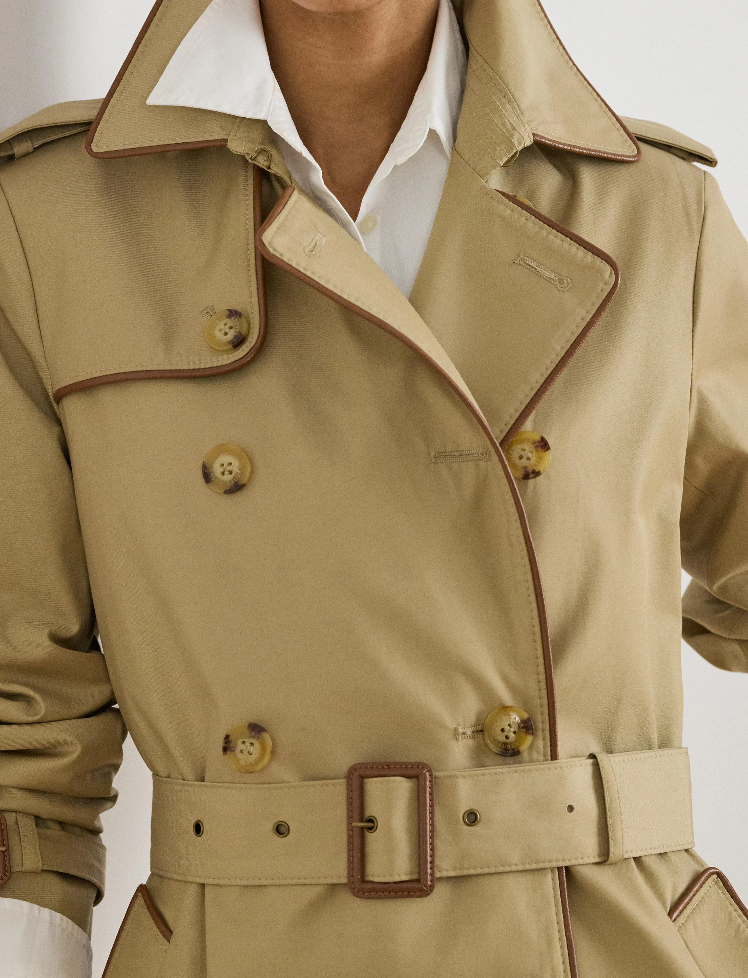 Lauren Ralph Lauren - Double-Breasted Cotton-Blend Trench Coat - trench coats - birch tan - 4