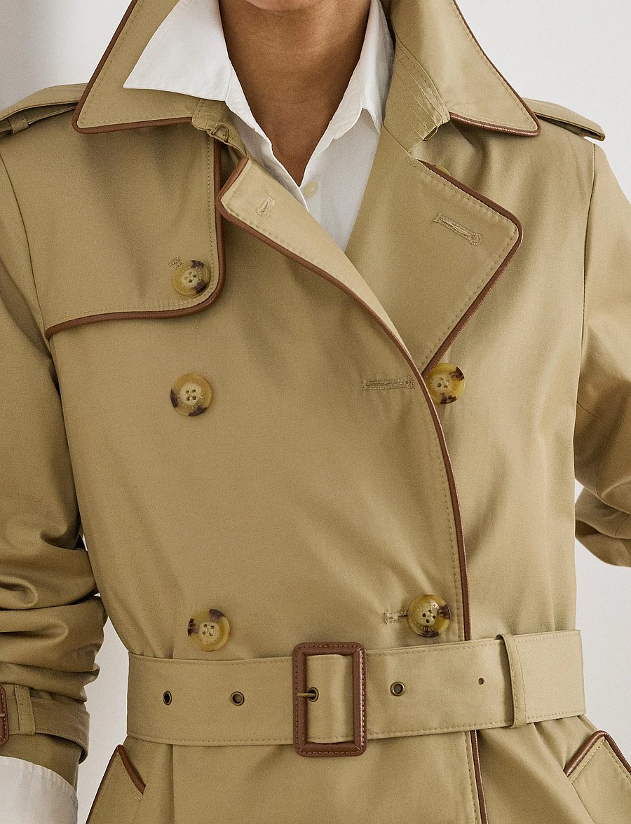 Lauren Ralph Lauren - Double-Breasted Cotton-Blend Trench Coat - trench coats - birch tan - 4